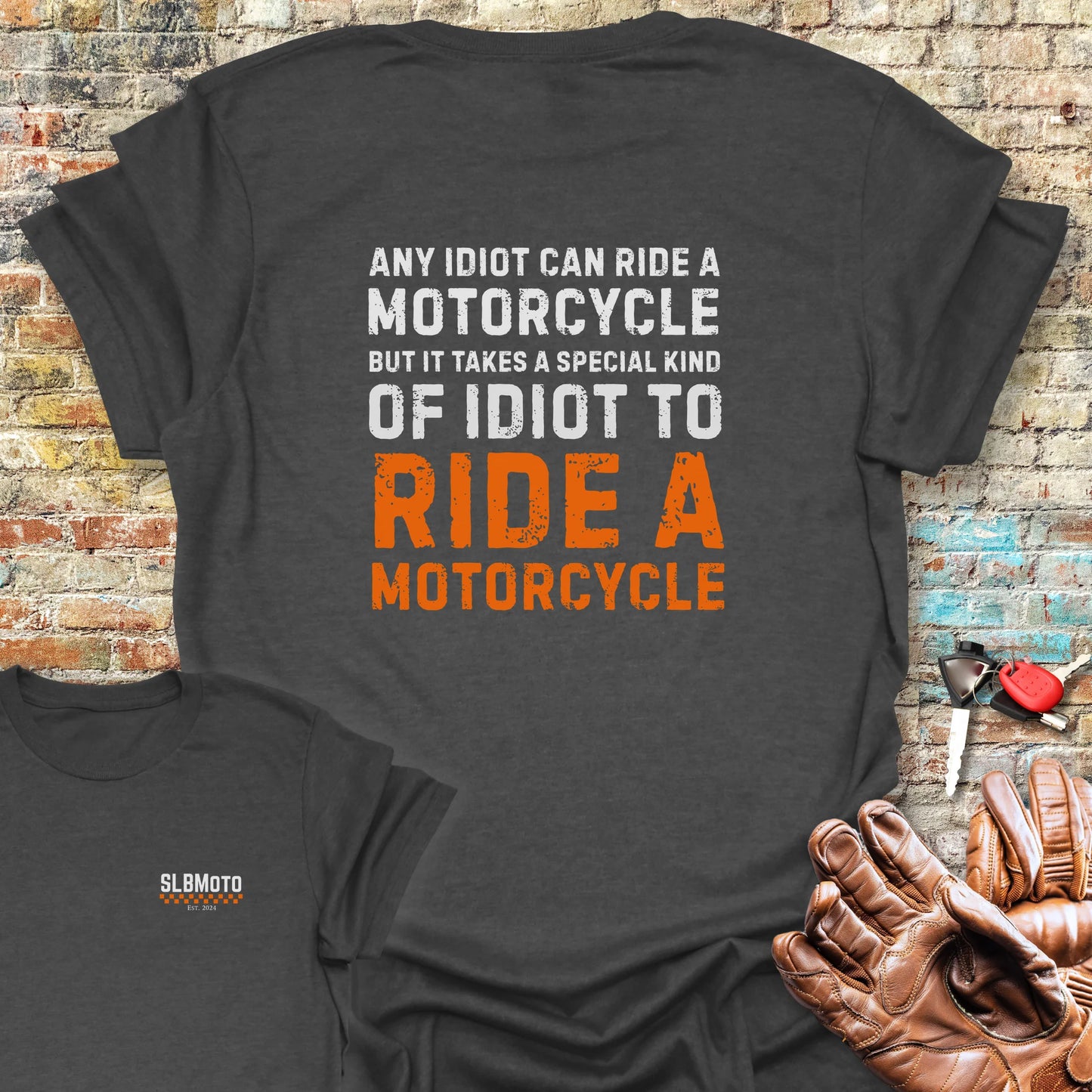 Any Idiot Back Print T-Shirt - Dark Heather