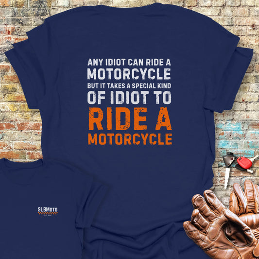 Any Idiot Back Print T-Shirt - Navy