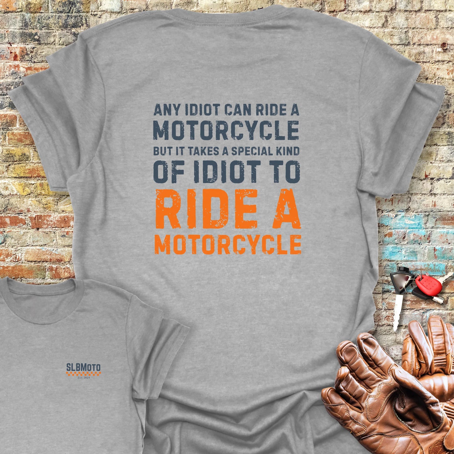Any Idiot Back Print T-Shirt - Sport Grey