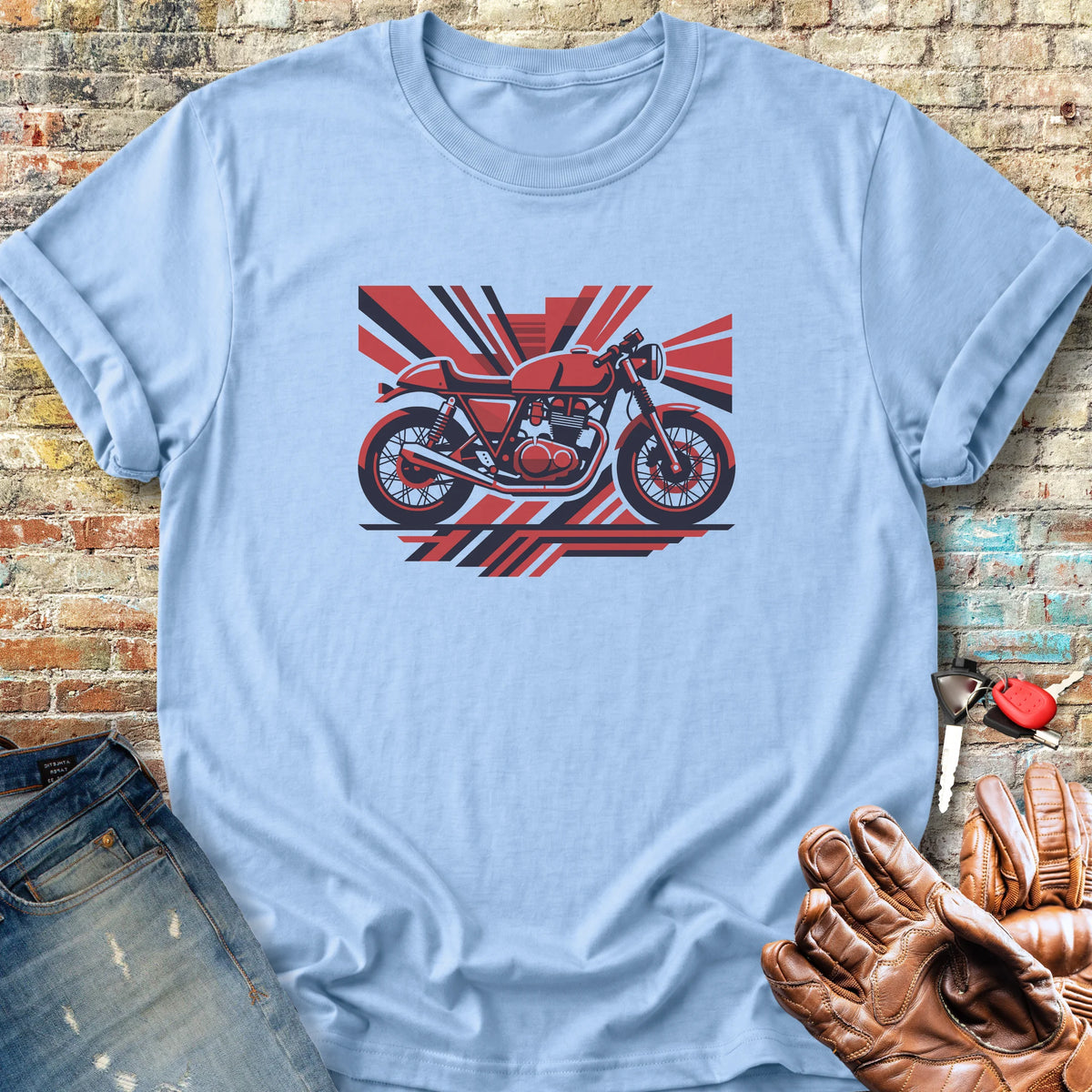 Art Deco Racer Classic T-Shirt - Light Blue