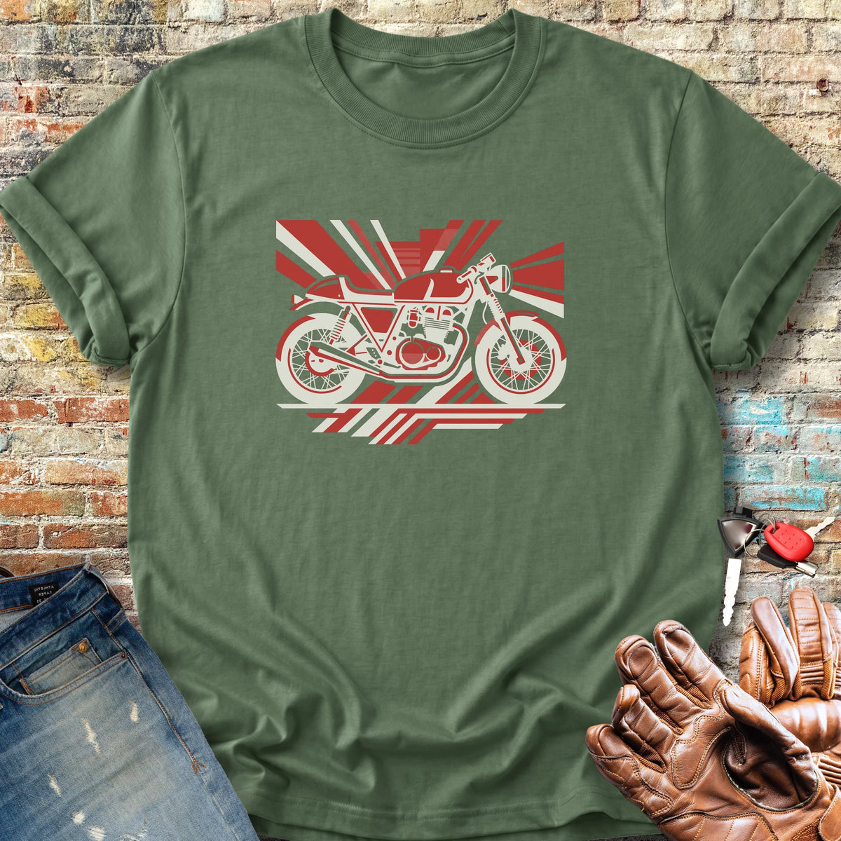 Art Deco Racer Classic T-Shirt - Military Green