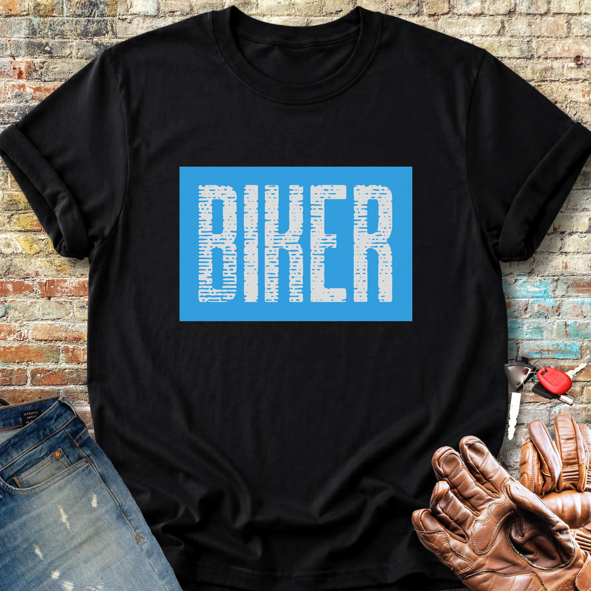 Biker In Blue Classic T-Shirt - Black