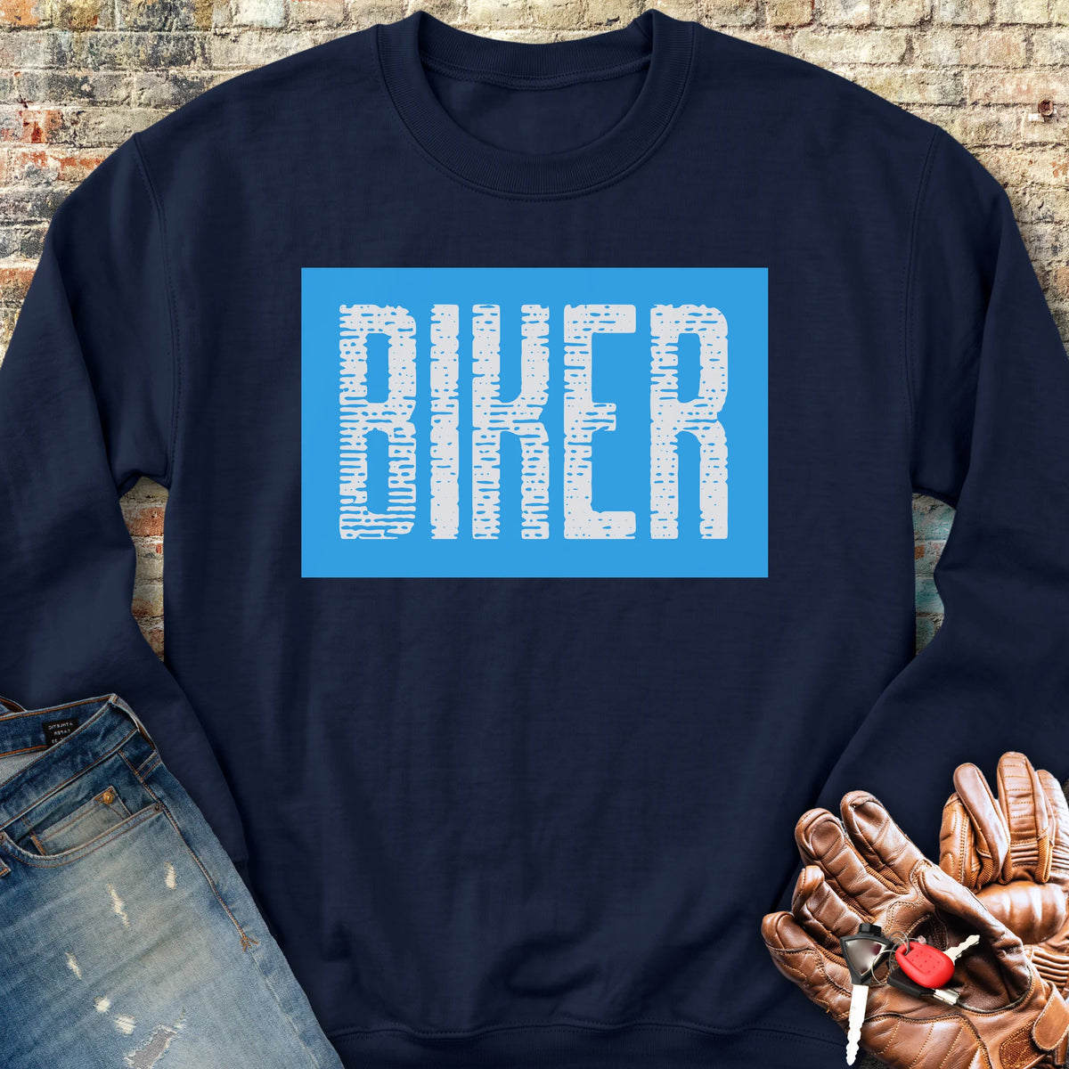 Biker In Blue Sweatshirt - Navy