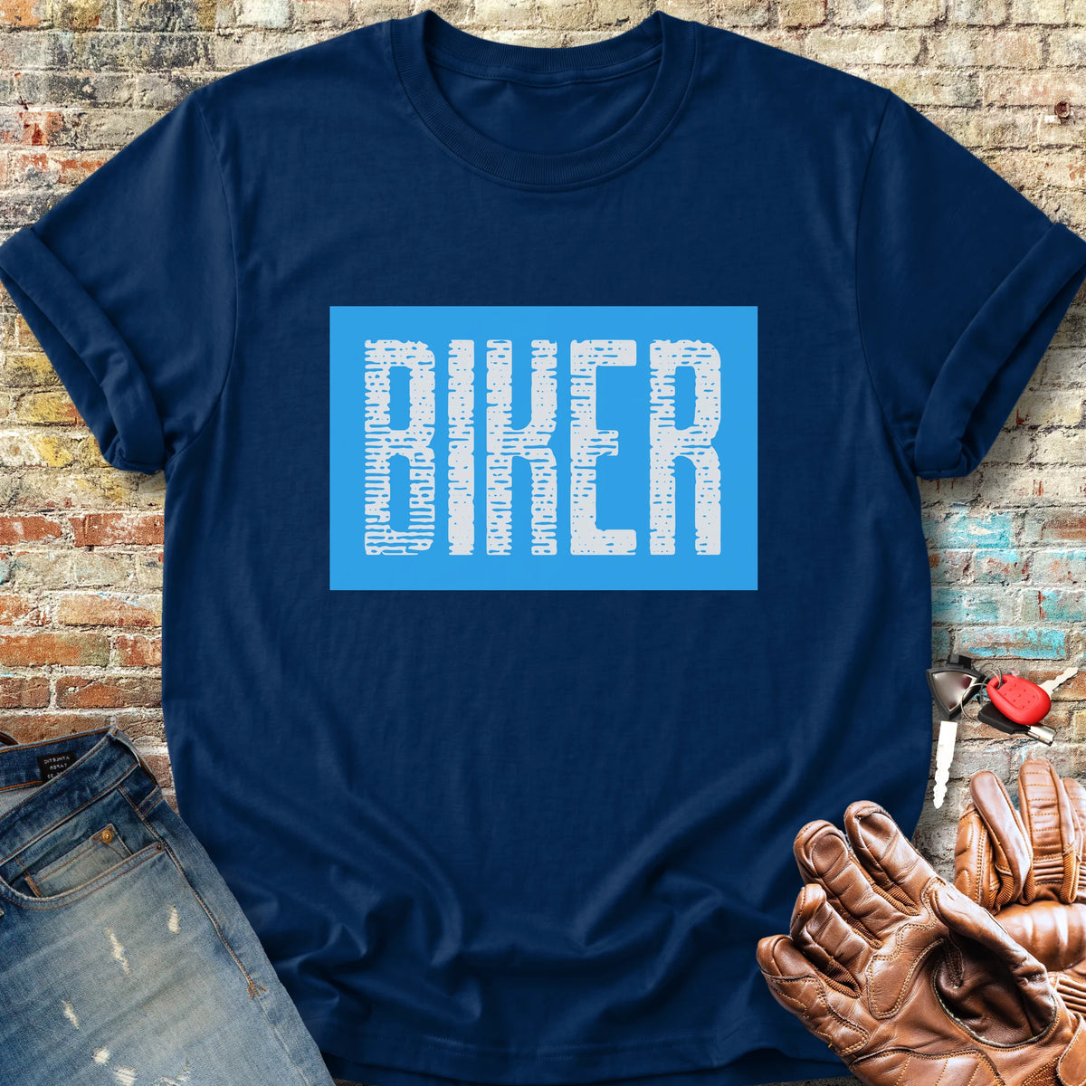 Biker In Blue Classic T-Shirt - Navy