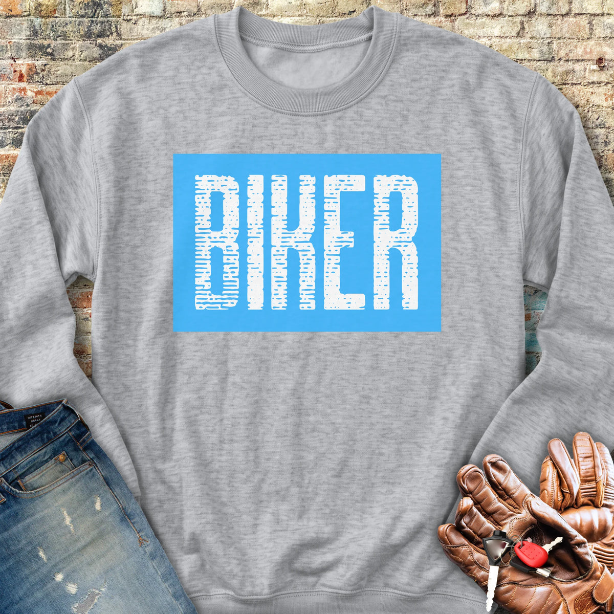 Biker In Blue Sweatshirt - Sport Grey