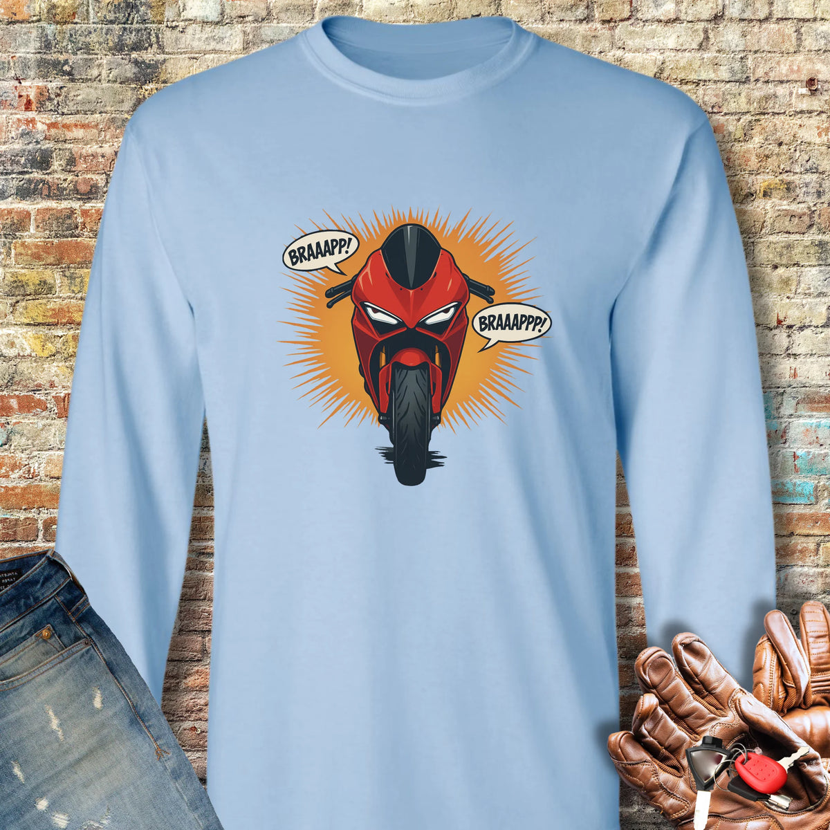 BRAAPPP Long Sleeve T-Shirt - Light Blue