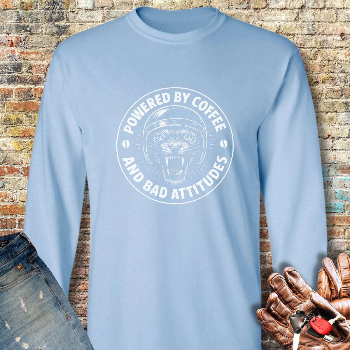 Bad Attitudes Long Sleeve T-Shirt - Light Blue