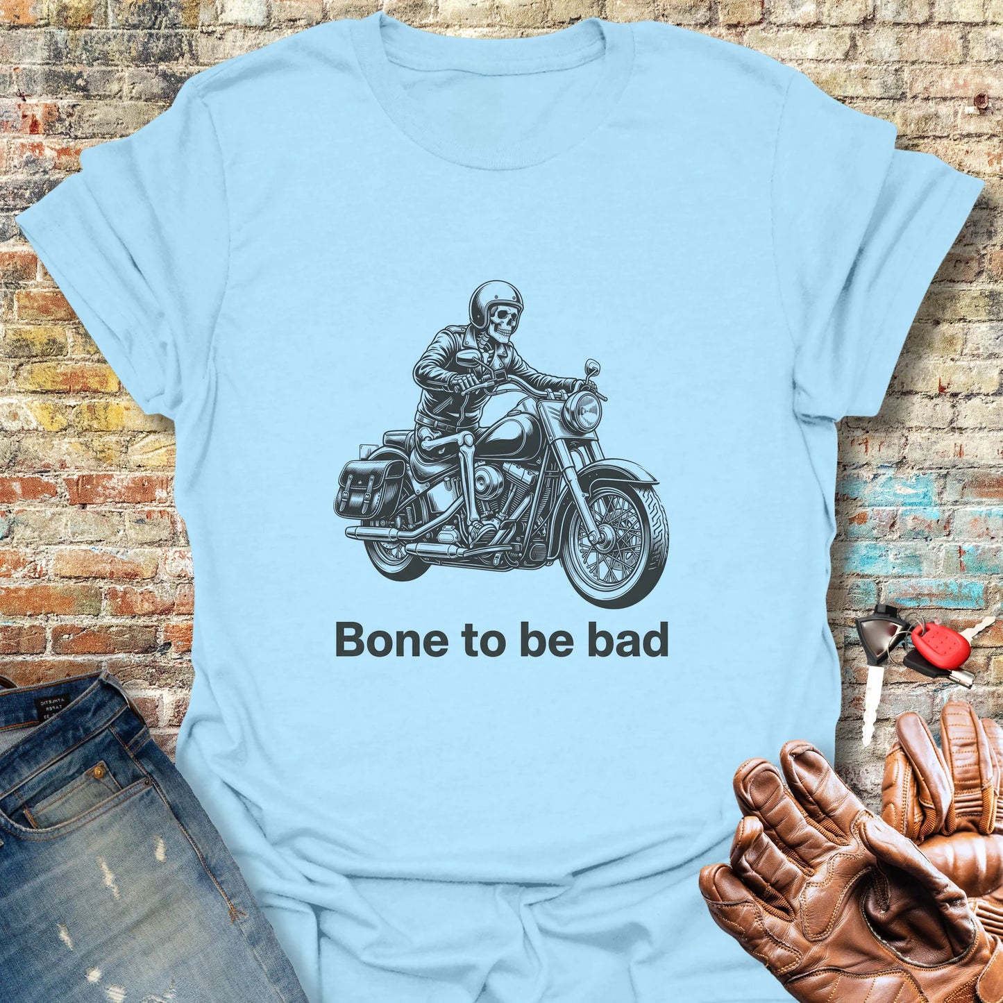 Bad Skeleton T-Shirt - Light Blue