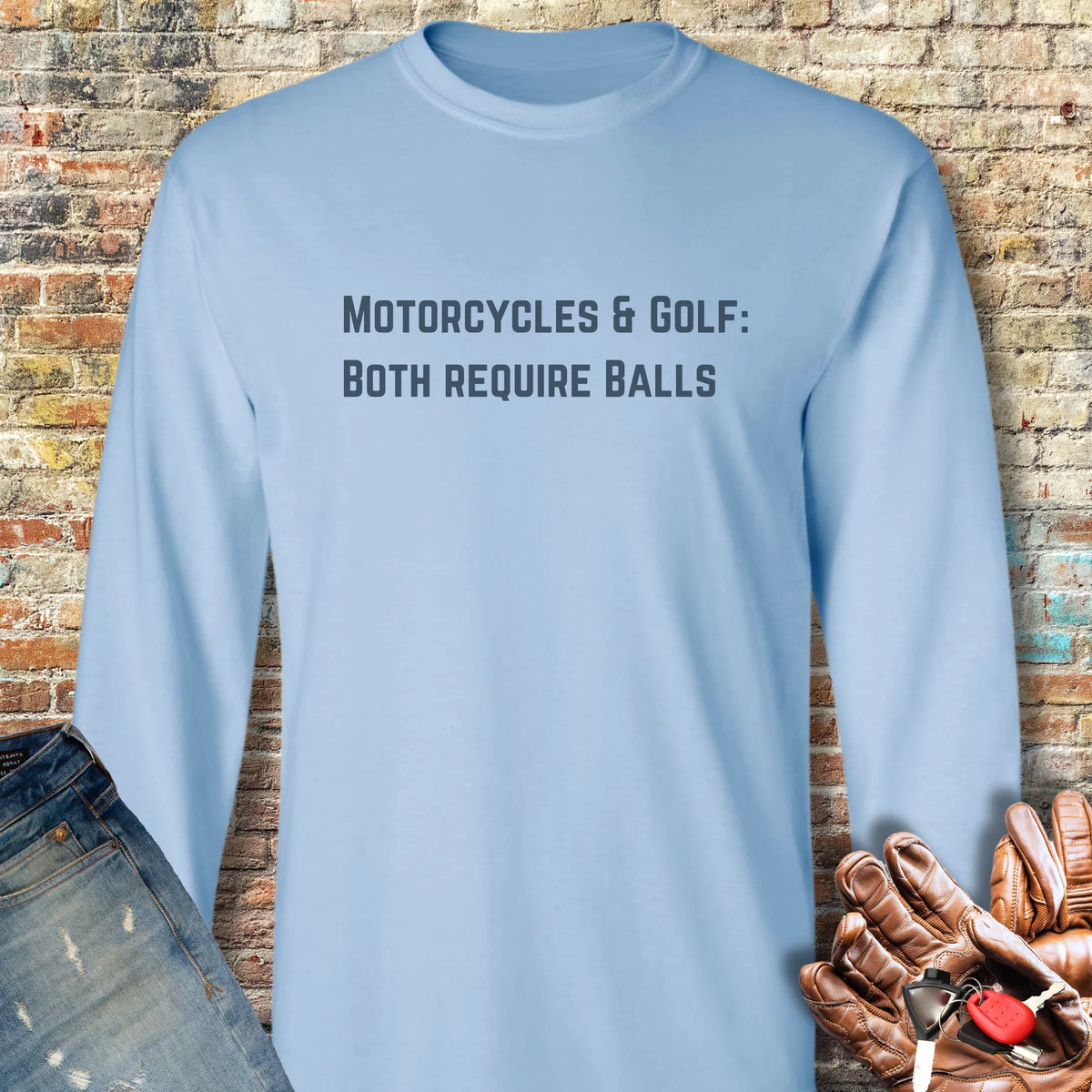 Balls Long Sleeve T-Shirt - Light Blue