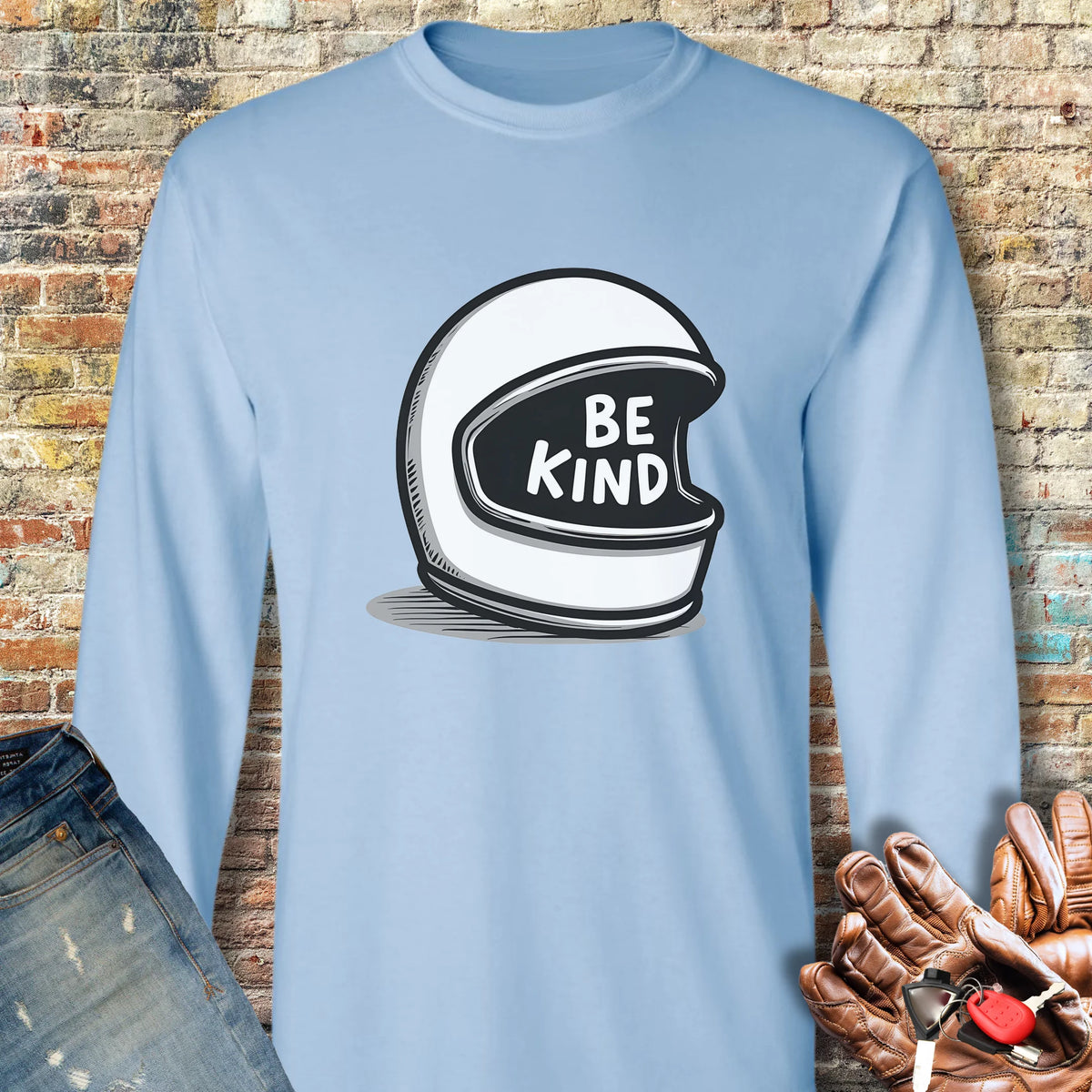 Be Kind Long Sleeve T-Shirt - Light Blue
