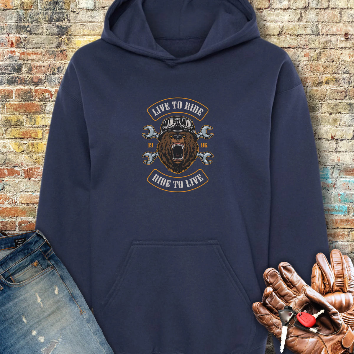 Bear Hoodie - Navy