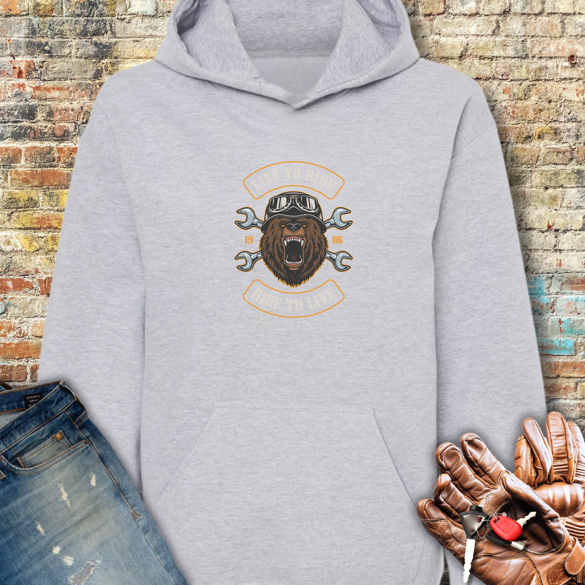 Bear Hoodie - Sport Grey