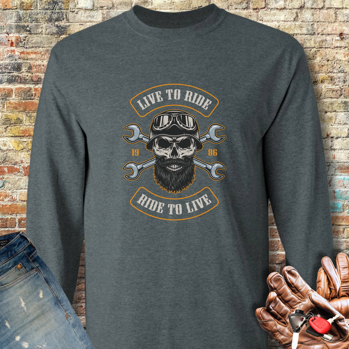 Beard Long Sleeve T-Shirt - Dark Heather