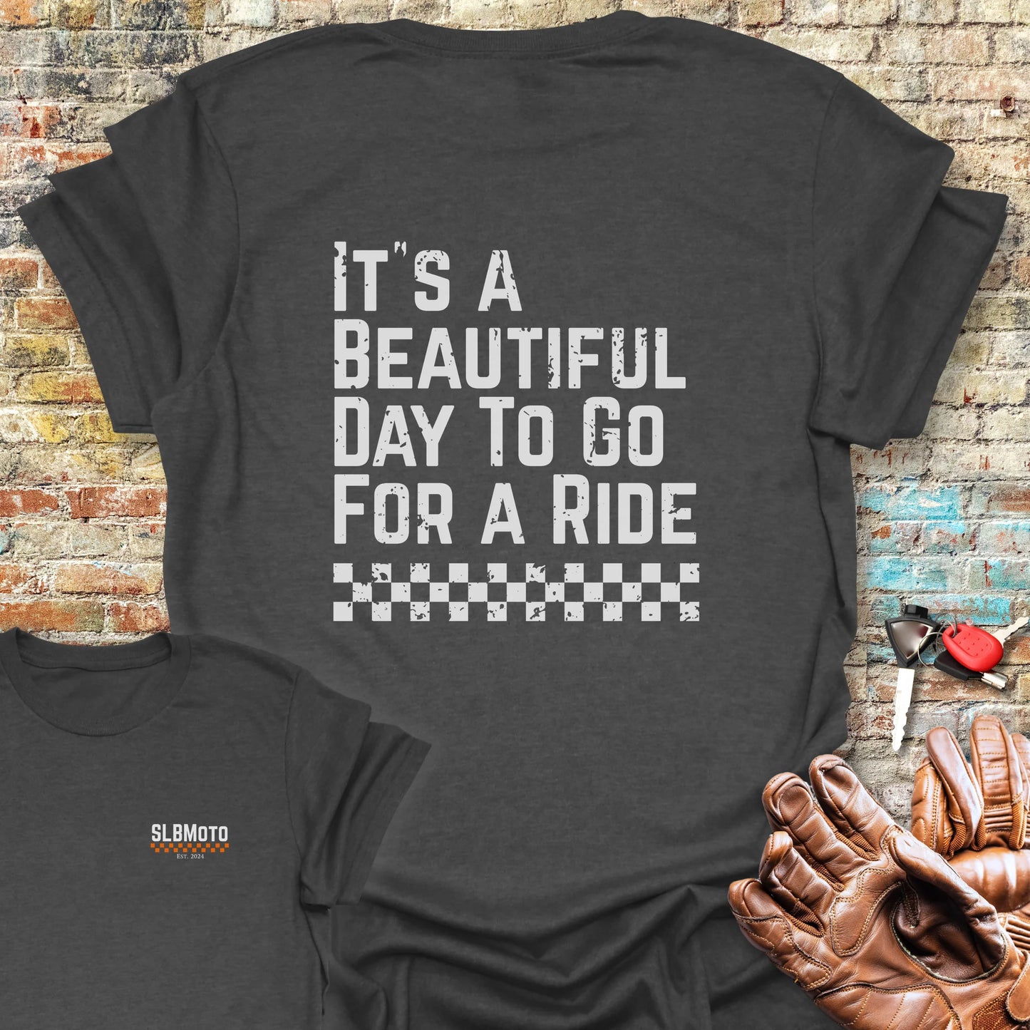 Beautiful Day Back Print T-Shirt - Dark Heather