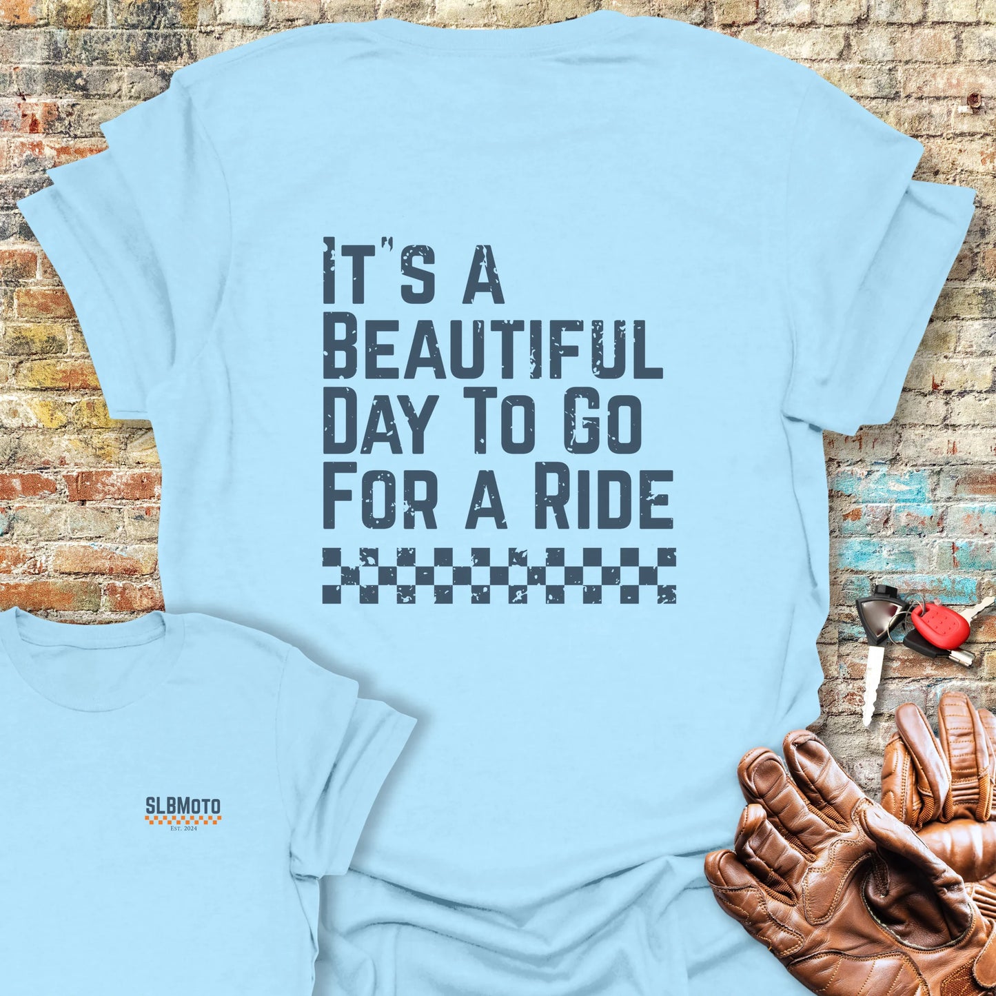 Beautiful Day Back Print T-Shirt - Light Blue