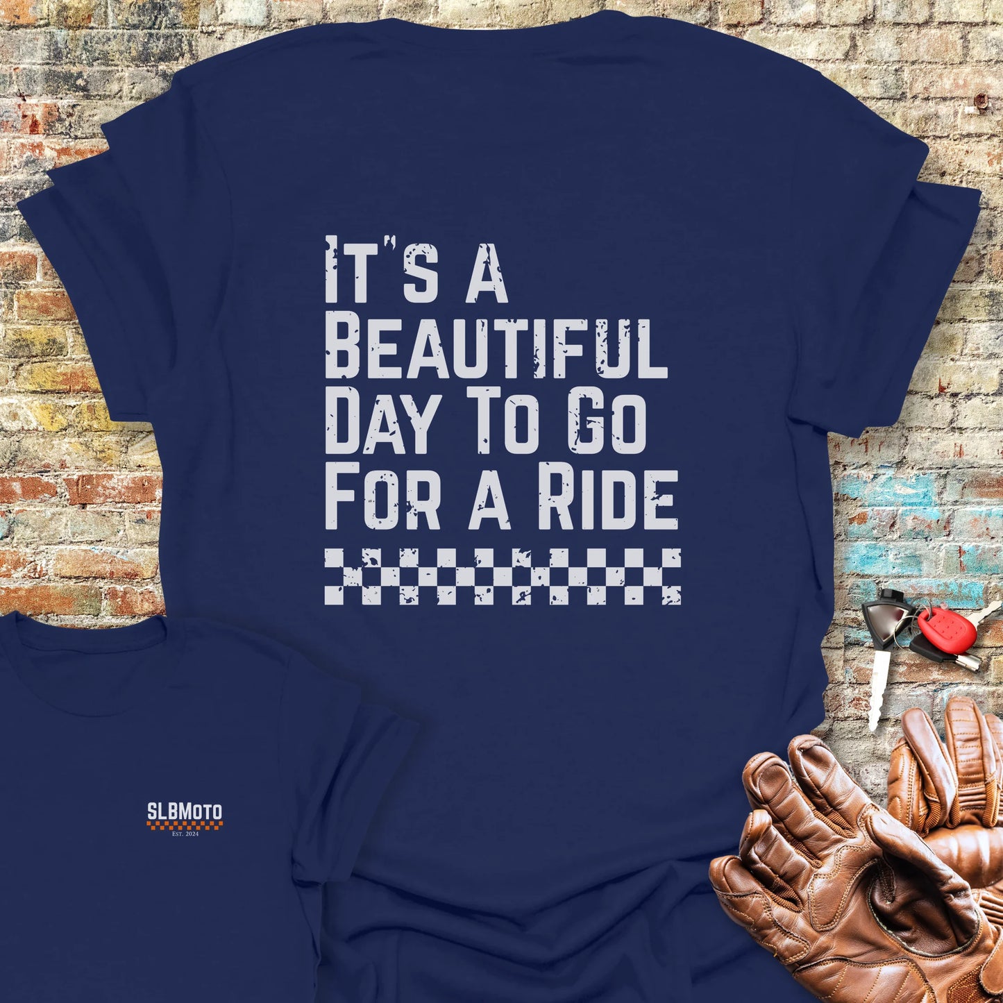 Beautiful Day Back Print T-Shirt - Navy