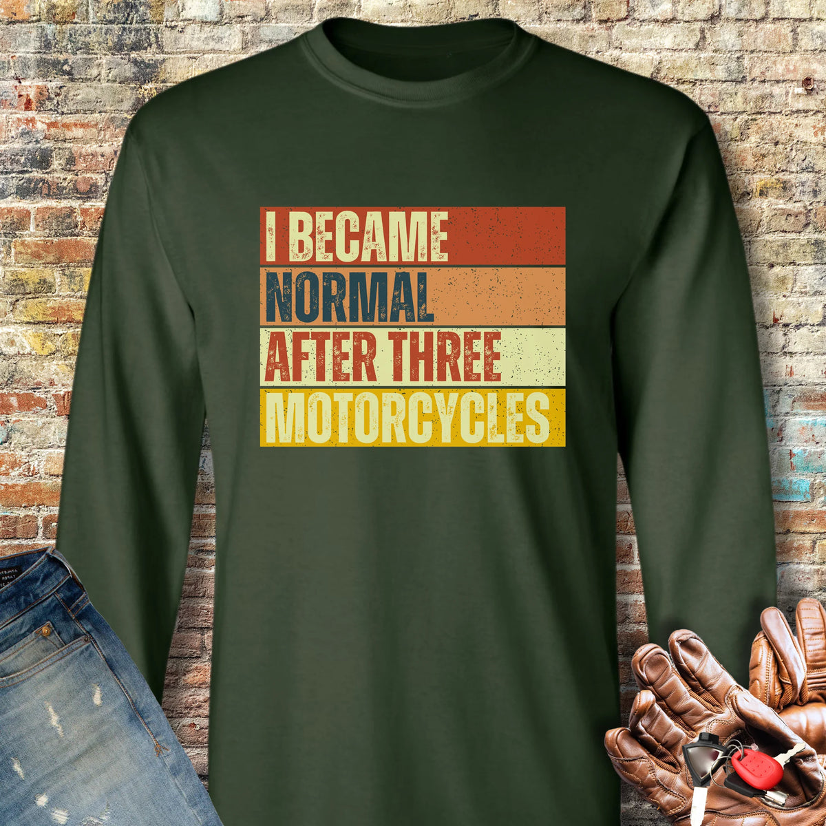 Becoming Normal (Block) Long Sleeve T-Shirt - Forest Green