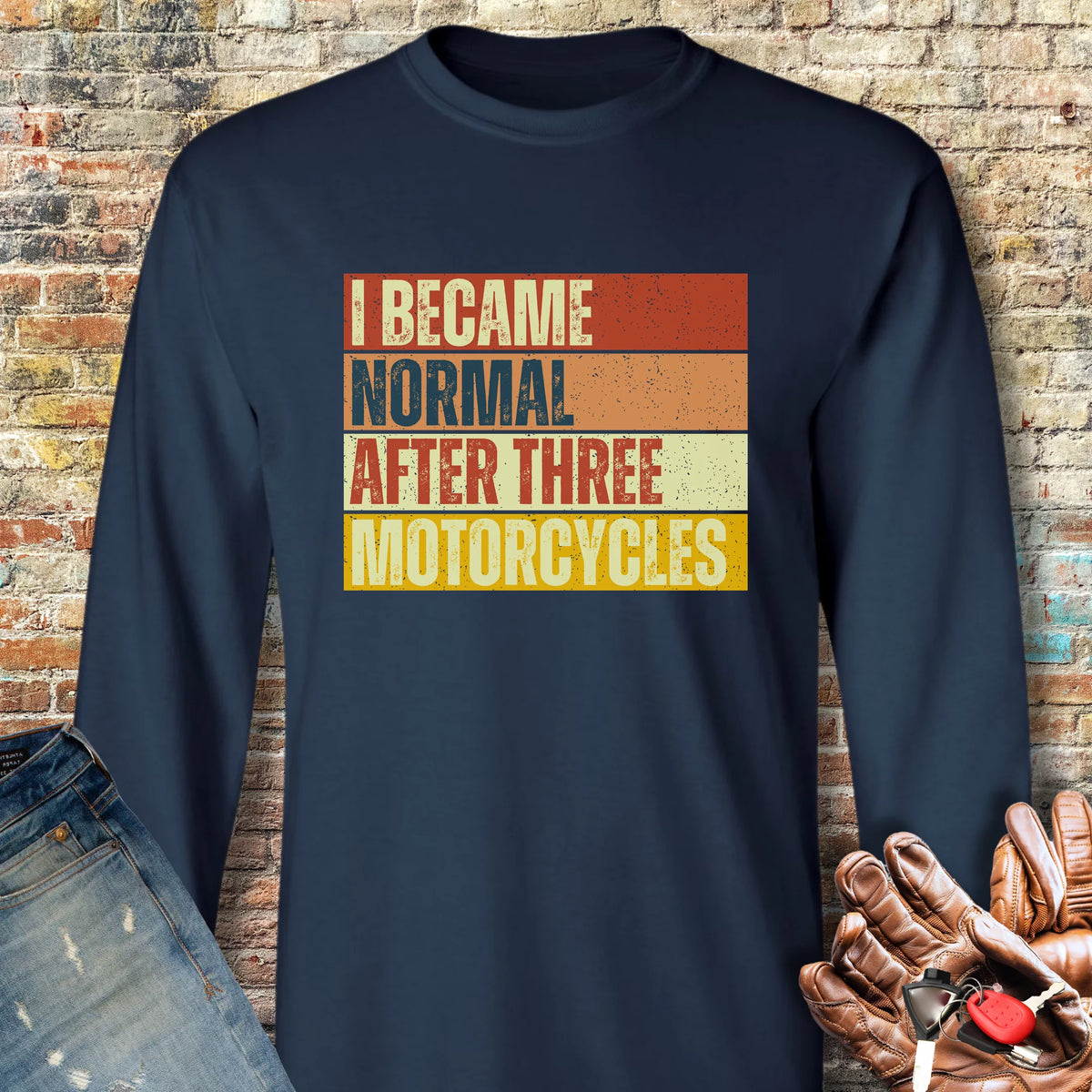 Becoming Normal (Block) Long Sleeve T-Shirt - Navy