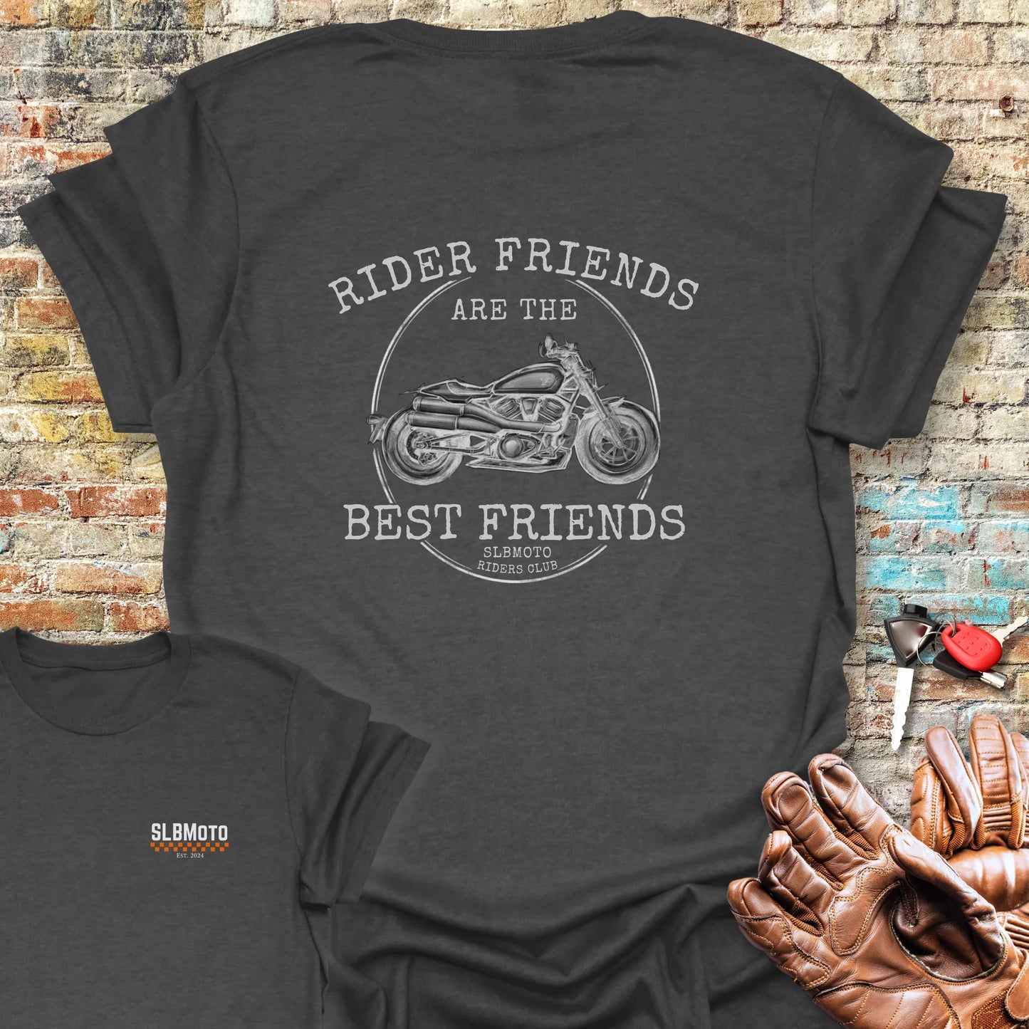 Best Friends Back Print T-Shirt - Dark Heather