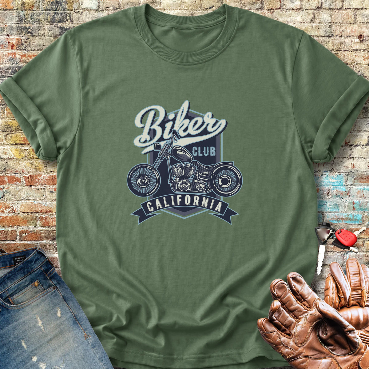 Biker Club California Classic T-Shirt - Military Green