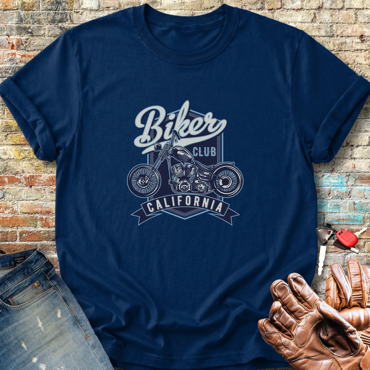 Biker Club California Classic T-Shirt - Navy