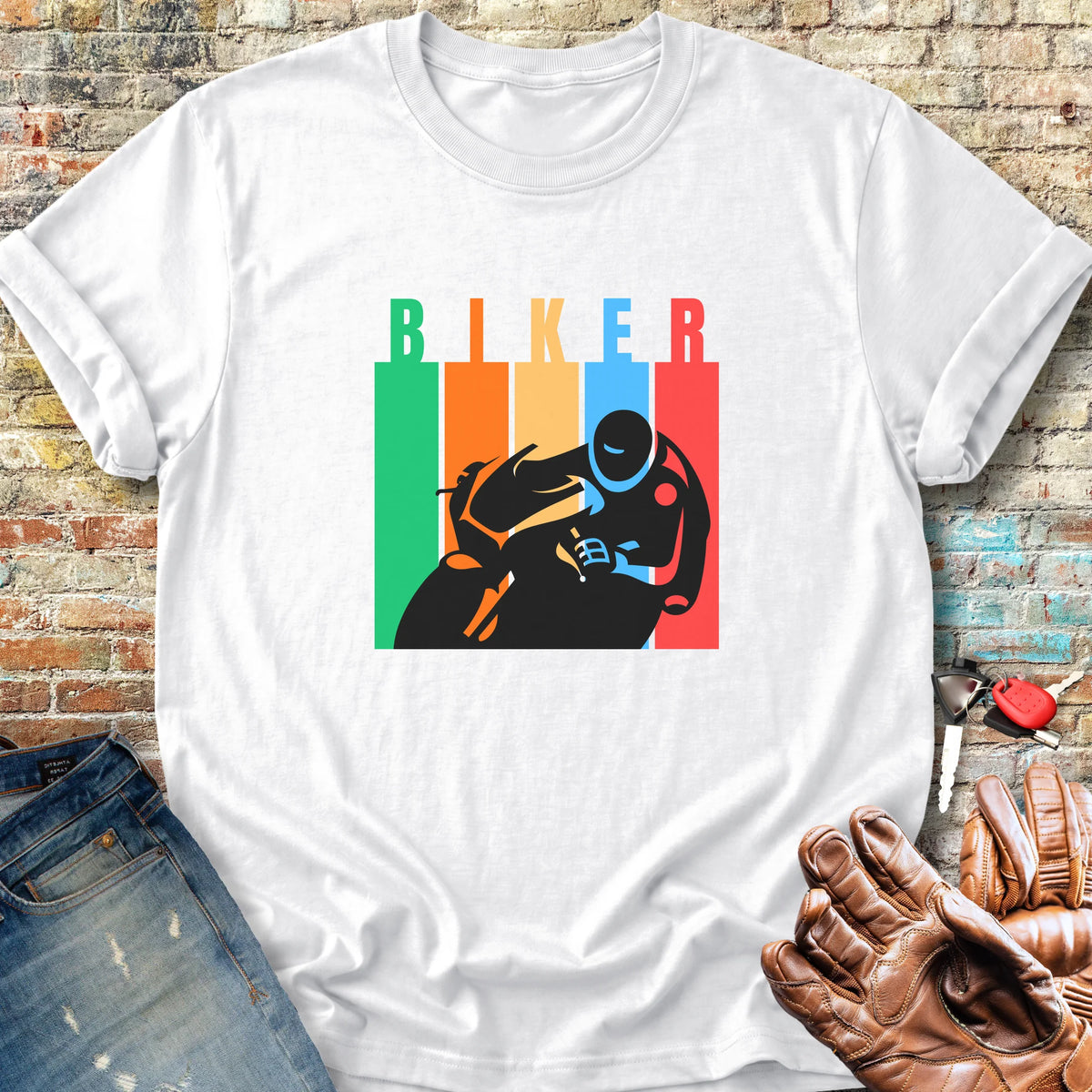 Biker Colours Classic T-Shirt - White