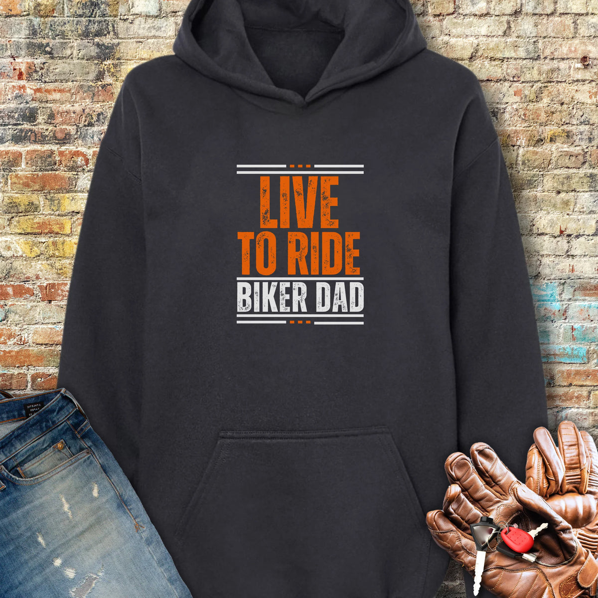 Biker Dad Hoodie - Black