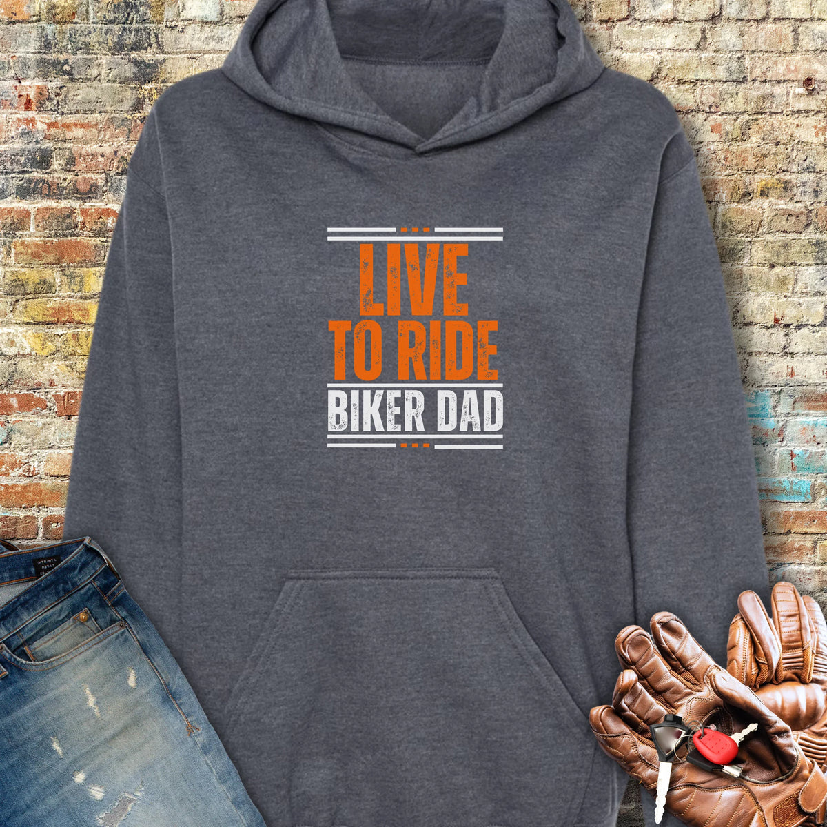 Biker Dad Hoodie - Dark Heather