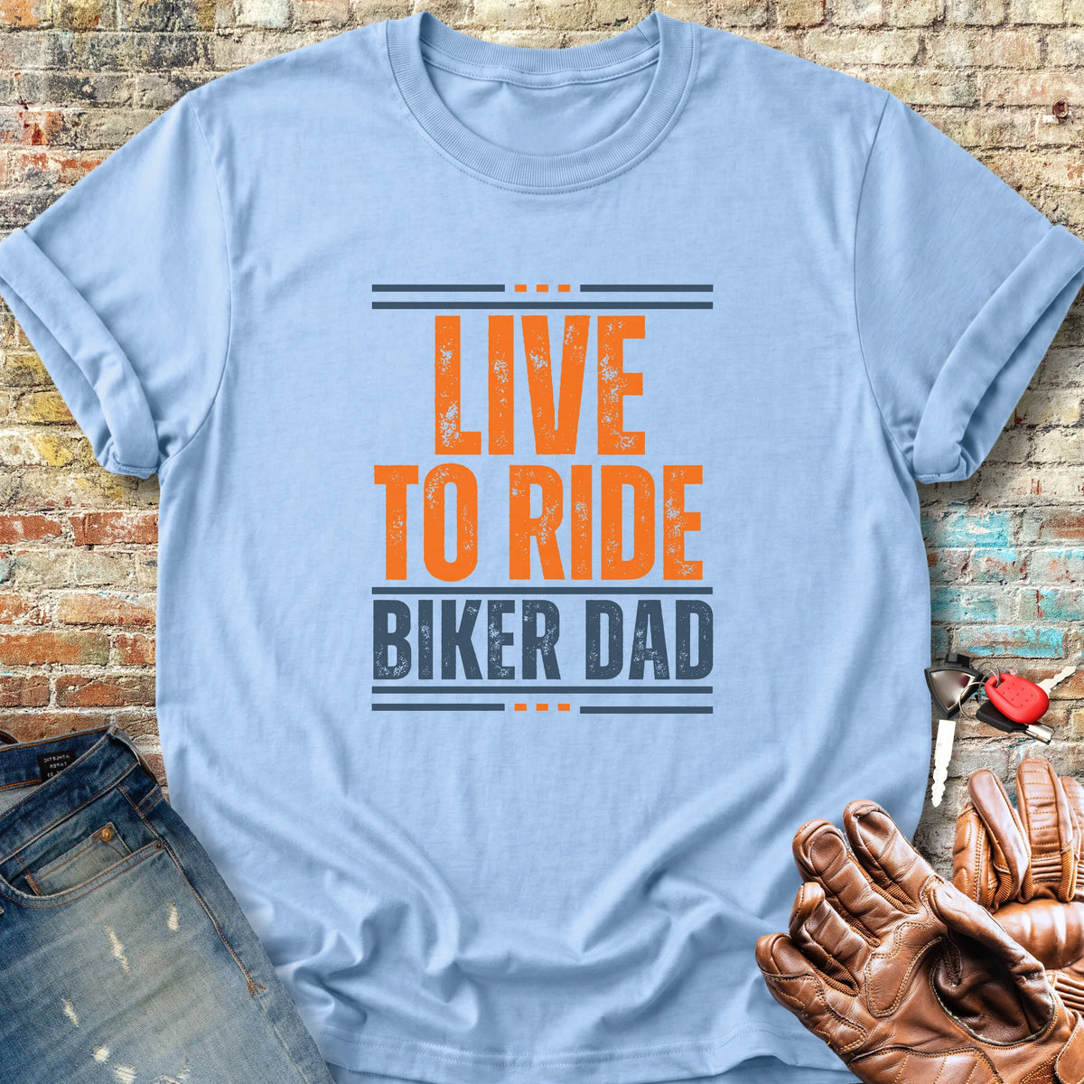 Biker Dad Classic T-Shirt - Light Blue