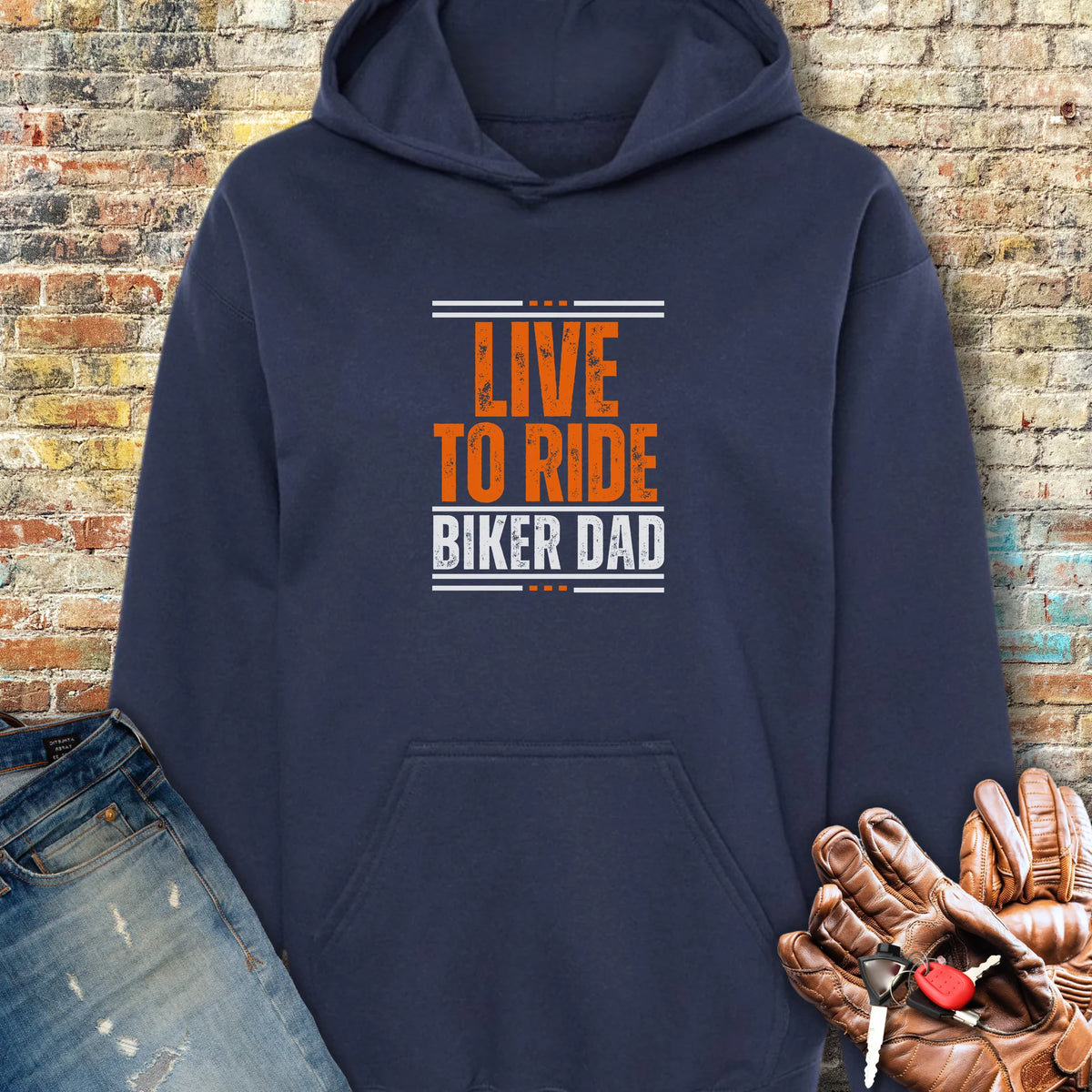 Biker Dad Hoodie - Navy