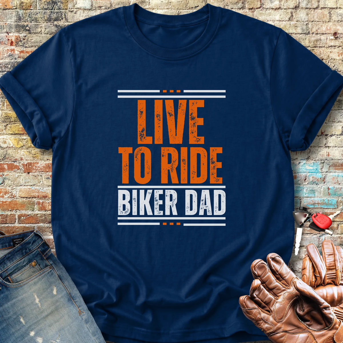 Biker Dad Classic T-Shirt - Navy