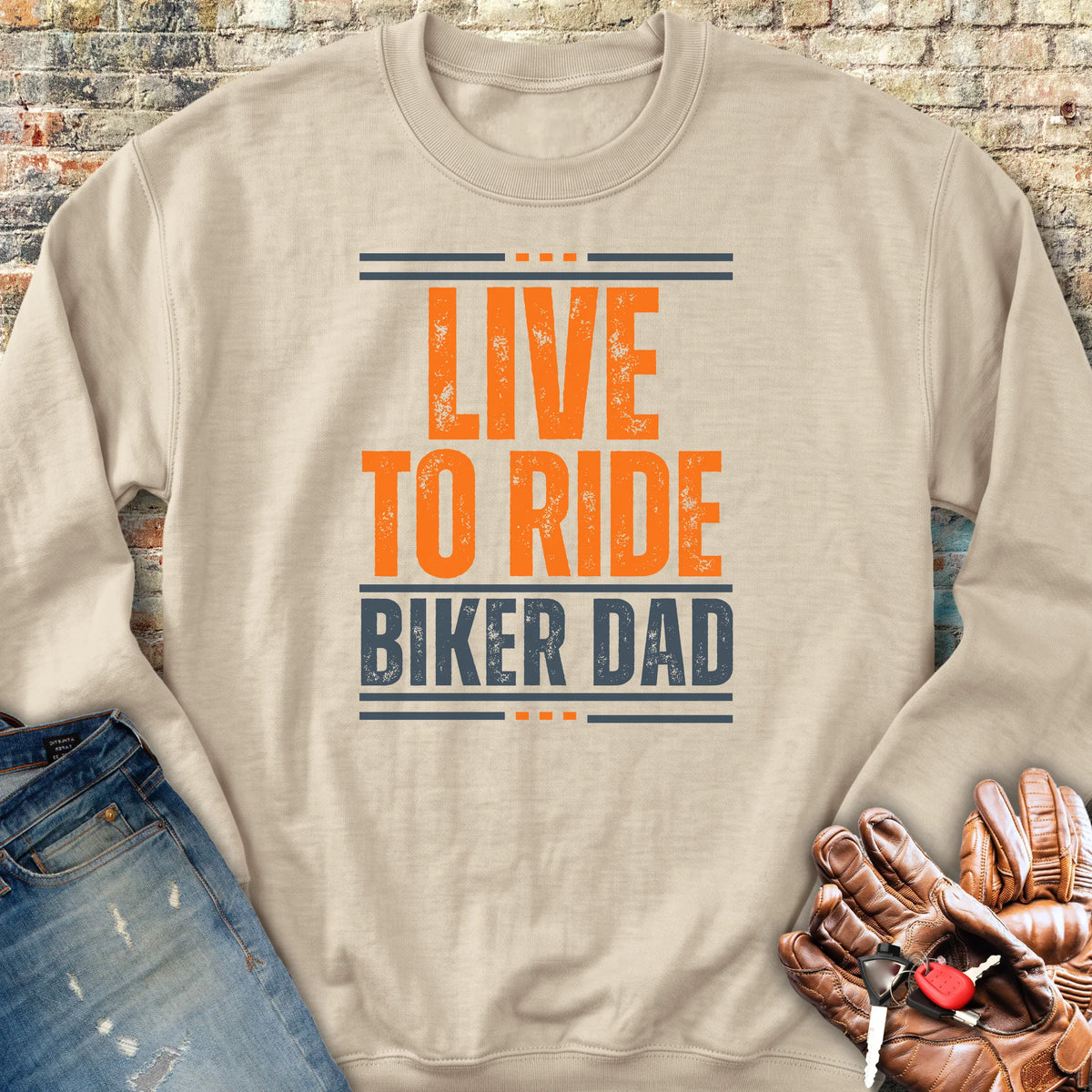 Biker Dad Sweatshirt - Sand