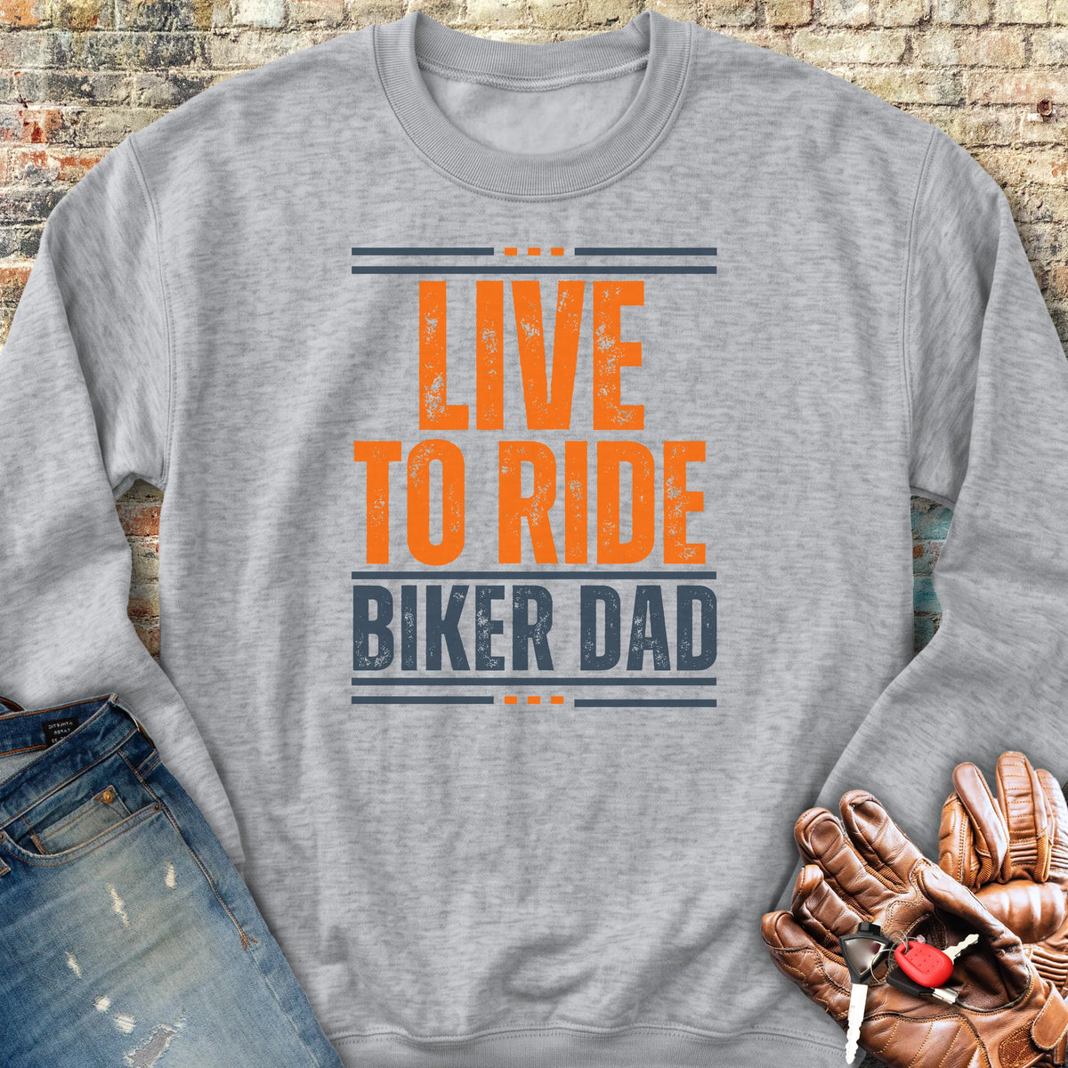 Biker Dad Sweatshirt - Sport Grey