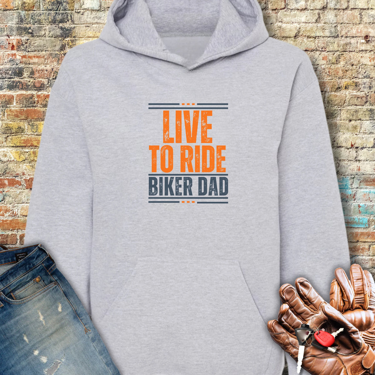 Biker Dad Hoodie - Sport Grey