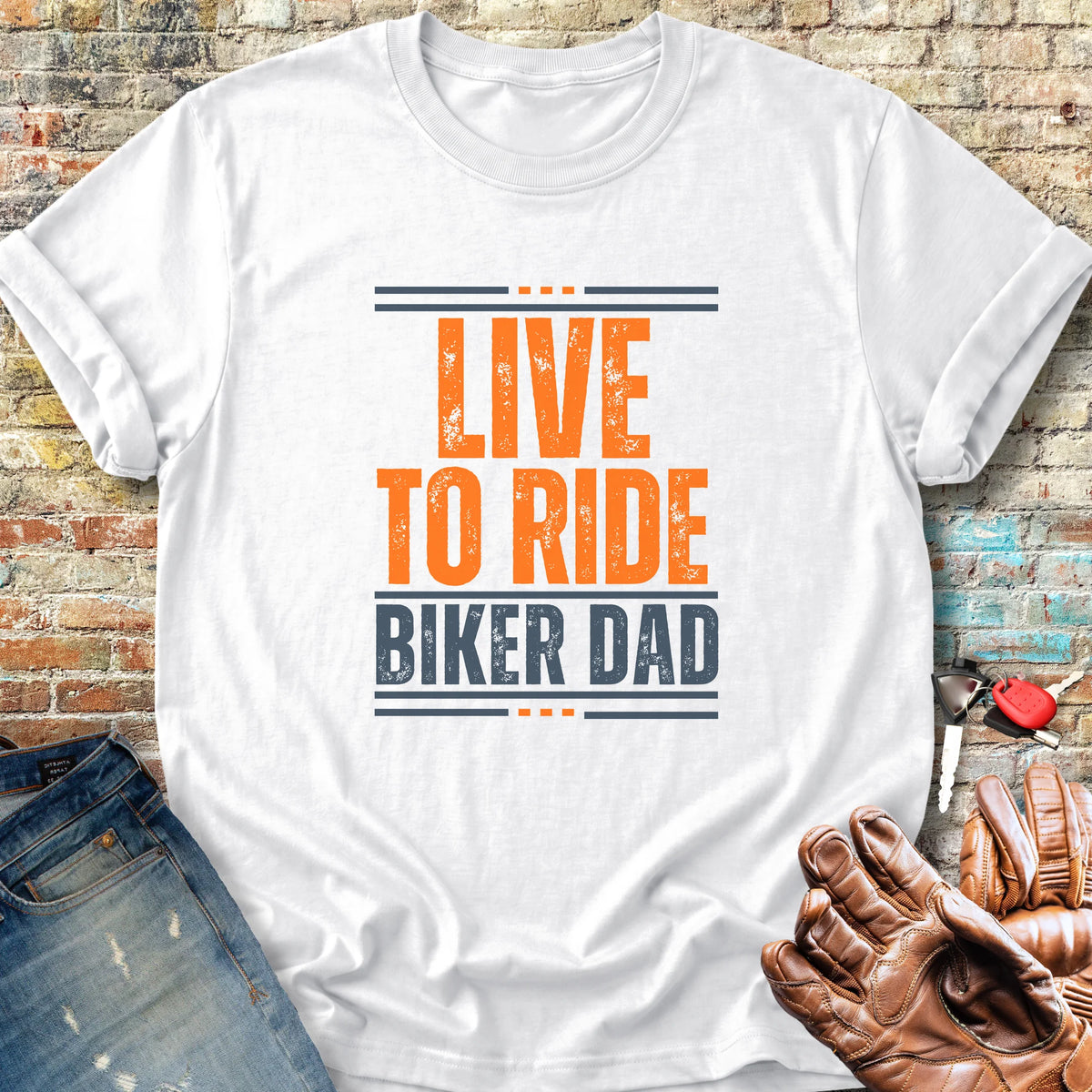 Biker Dad Classic T-Shirt - White