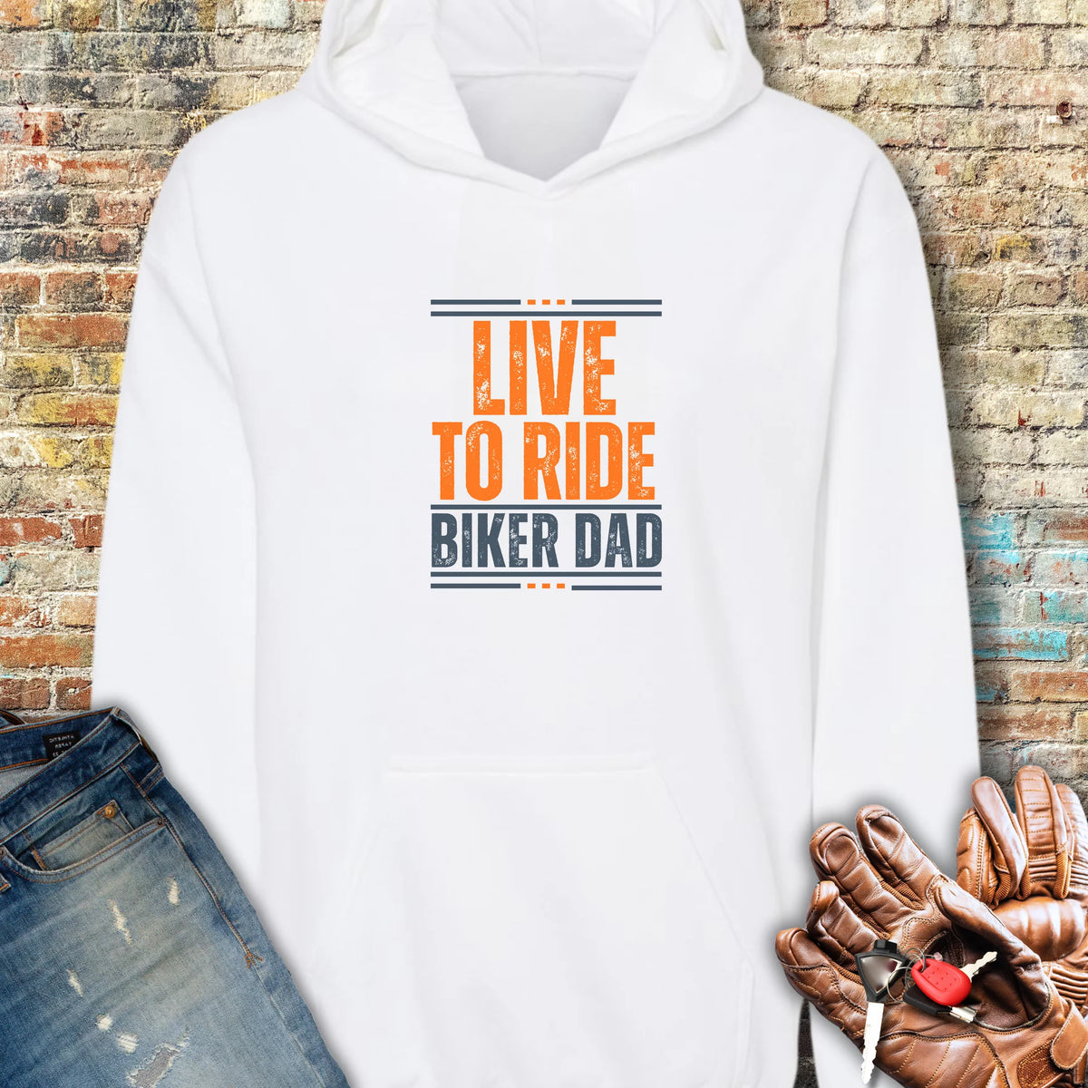 Biker Dad Hoodie - White