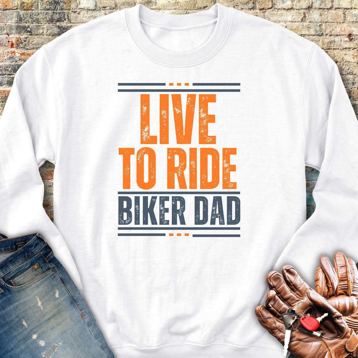 Biker Dad Sweatshirt - White