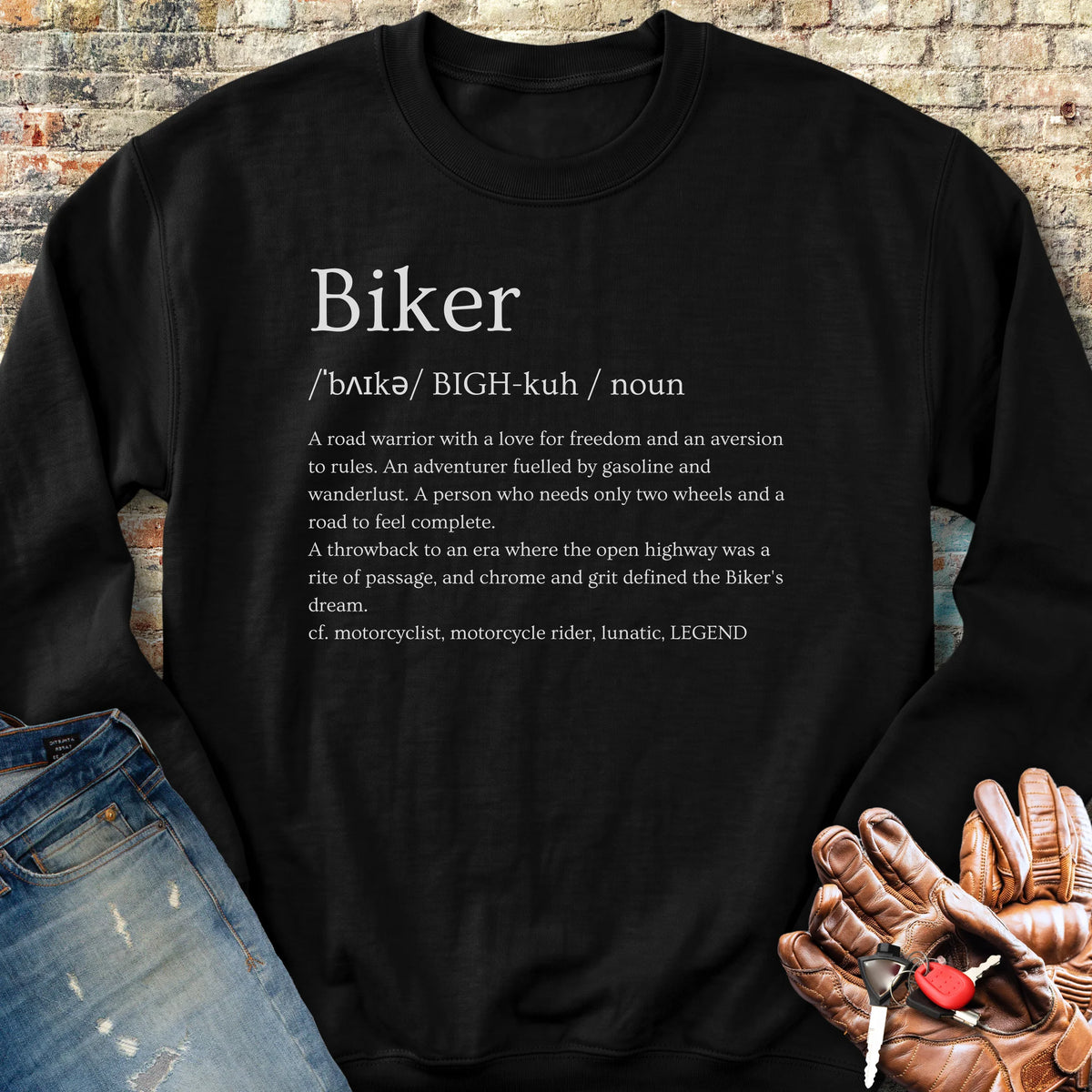 Biker Dictionary Sweatshirt - Black