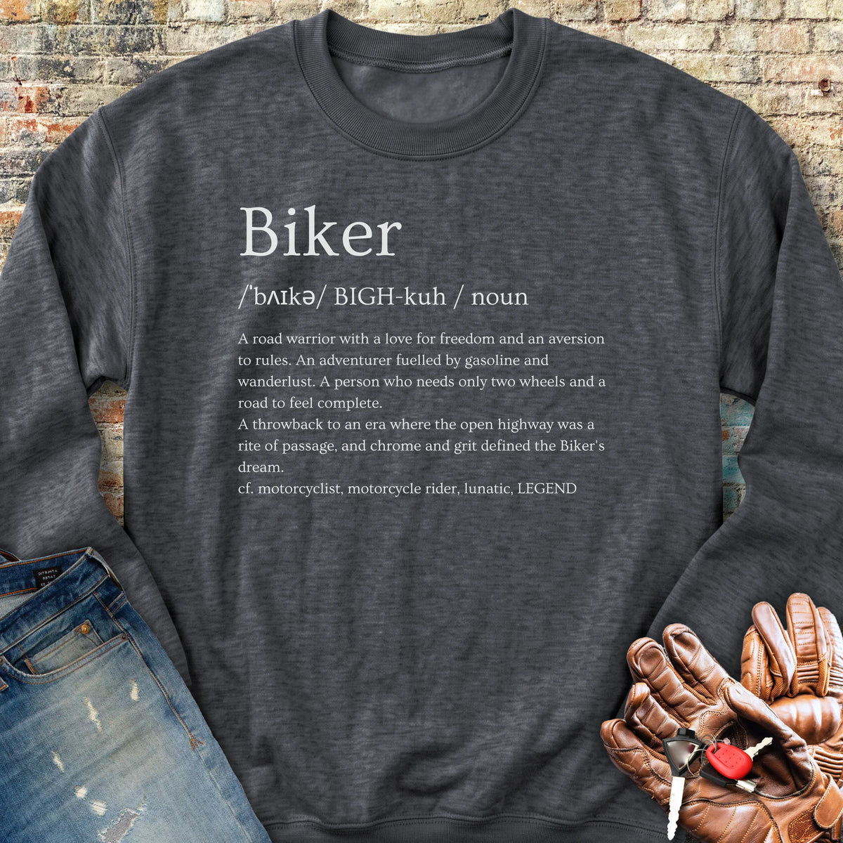 Biker Dictionary Sweatshirt - Dark Heather