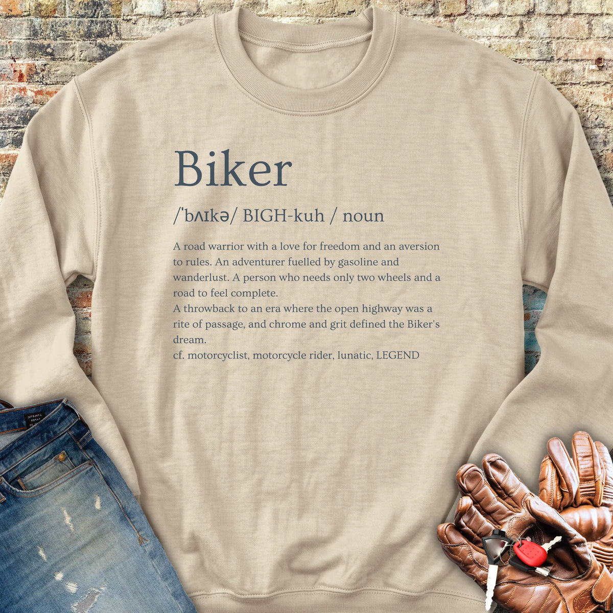 Biker Dictionary Sweatshirt - Sand