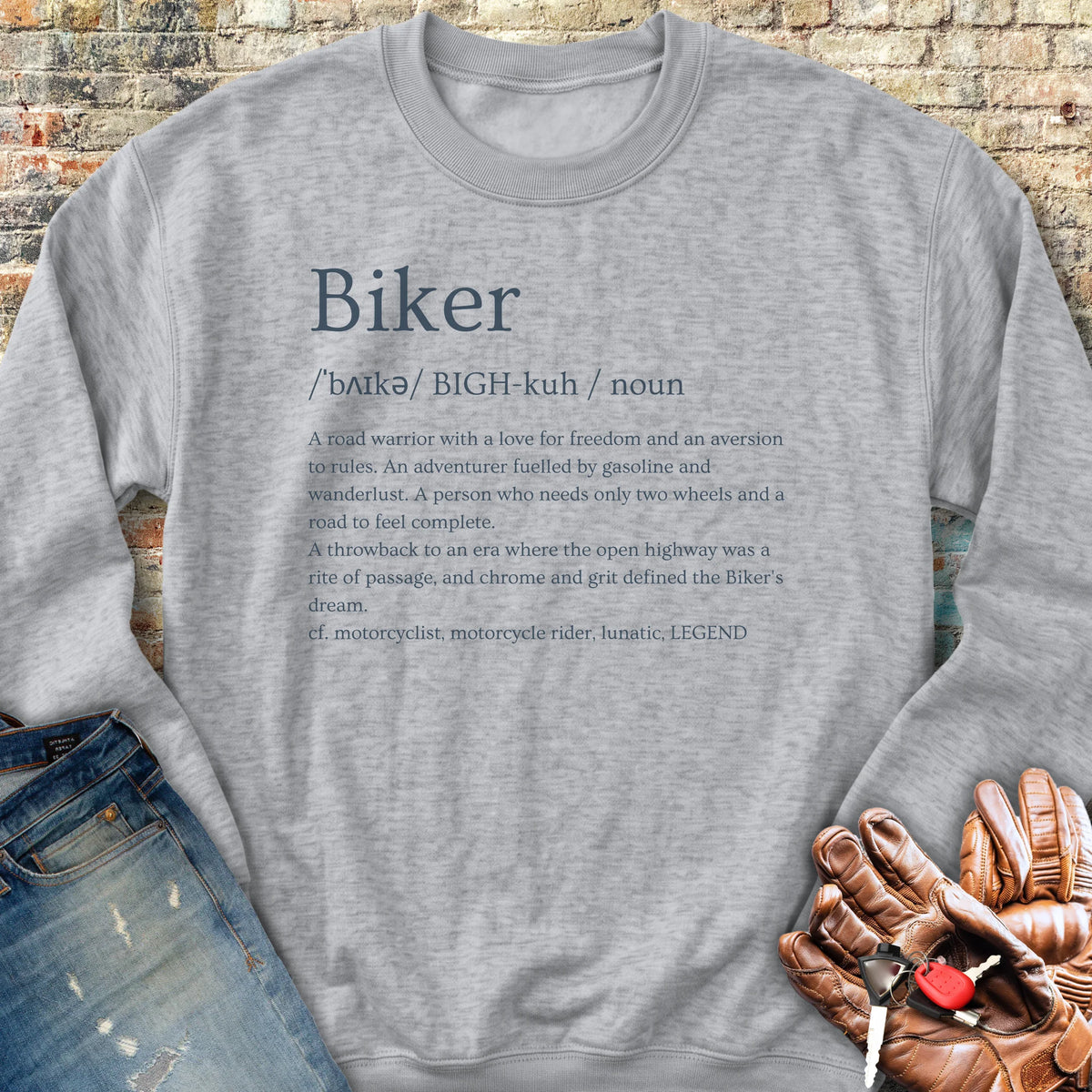 Biker Dictionary Sweatshirt - Sport Grey