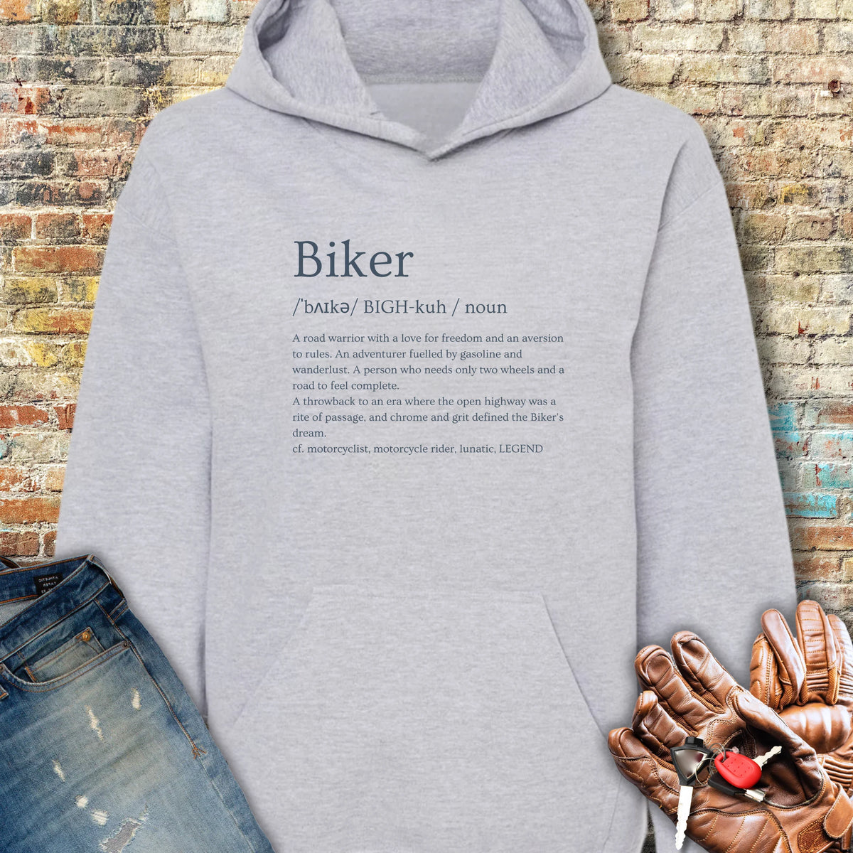 Biker Dictionary Hoodie - Sport Grey