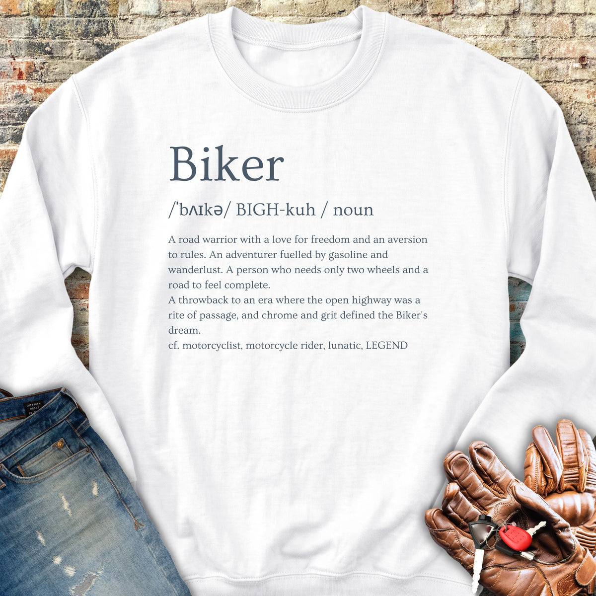Biker Dictionary Sweatshirt - White