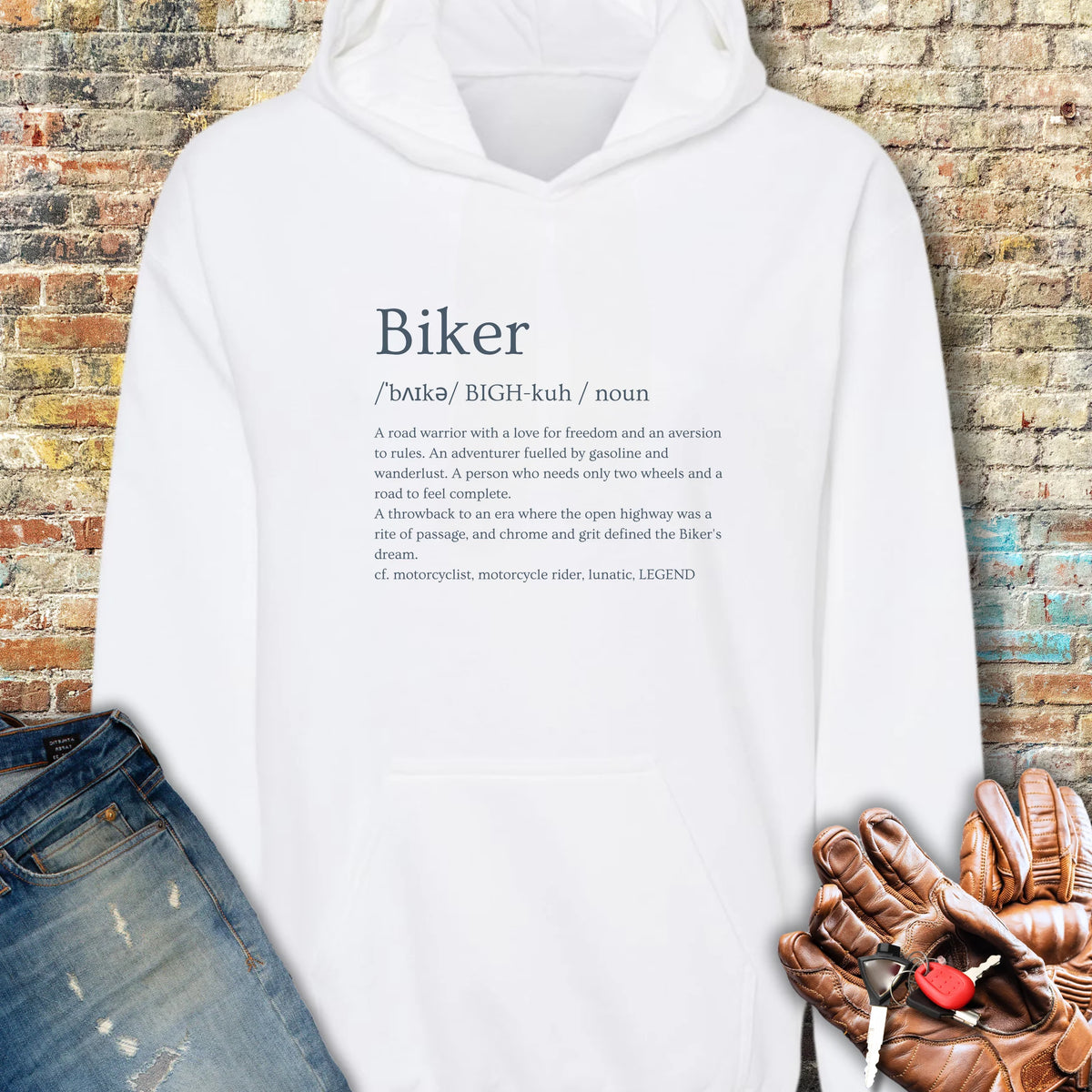 Biker Dictionary Hoodie - White