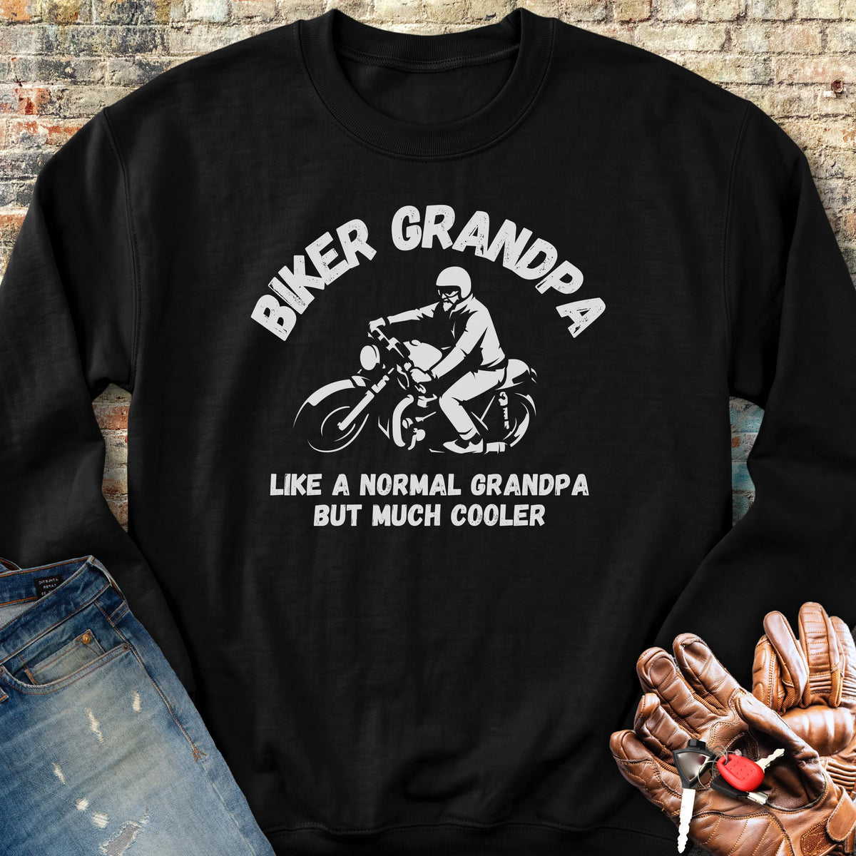 Biker Grandpa Sweatshirt - Black