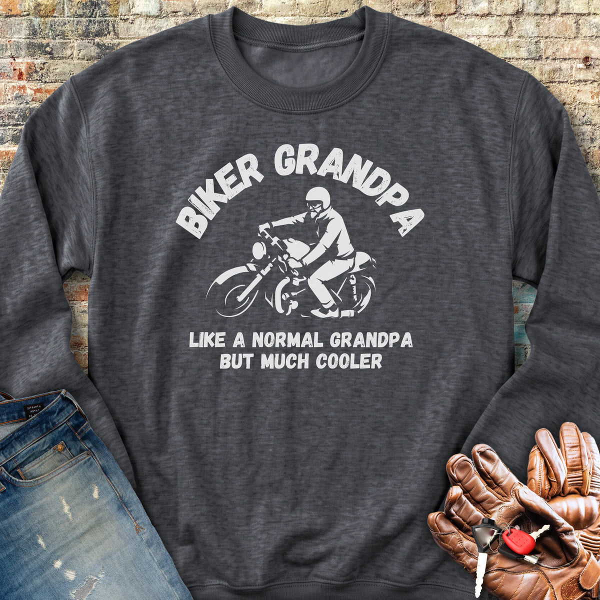 Biker Grandpa Sweatshirt - Dark Heather