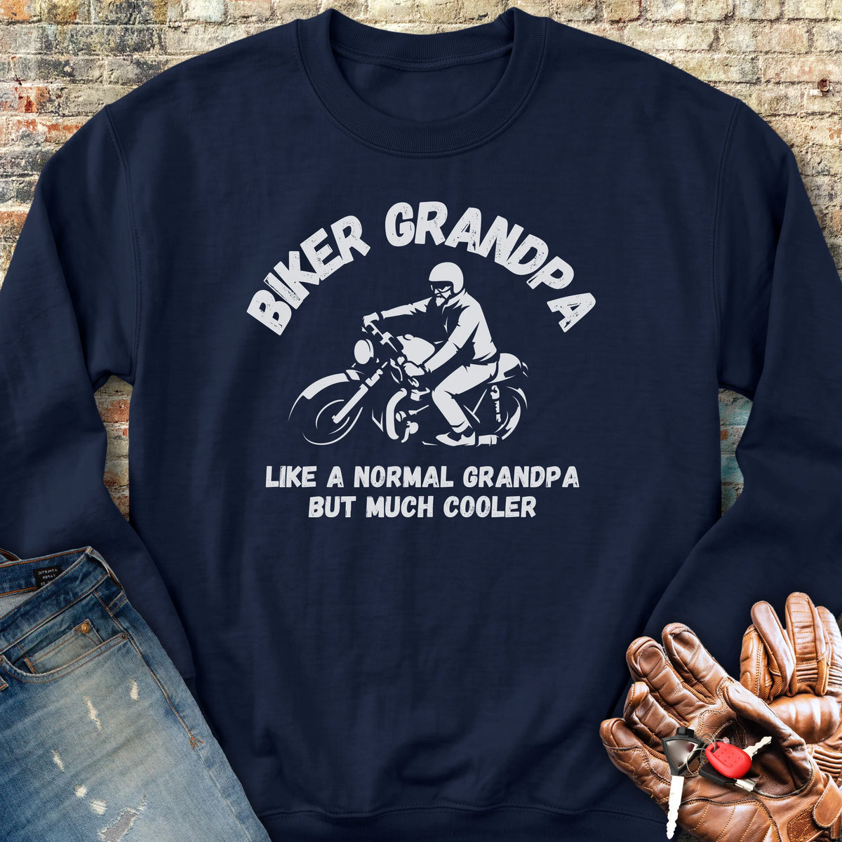 Biker Grandpa Sweatshirt - Navy
