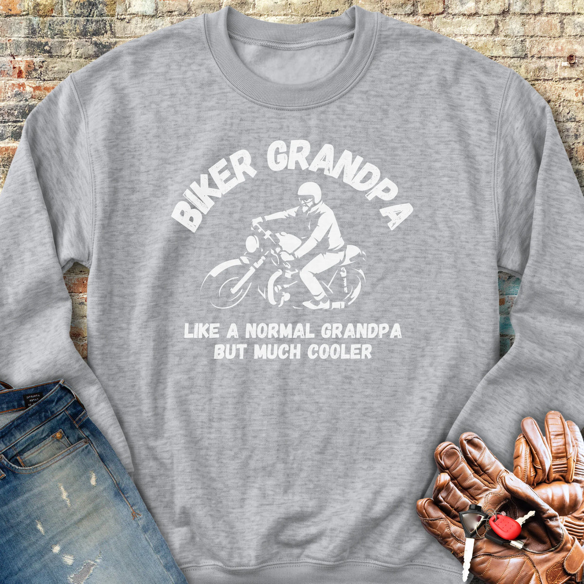 Biker Grandpa Sweatshirt - Sport Grey