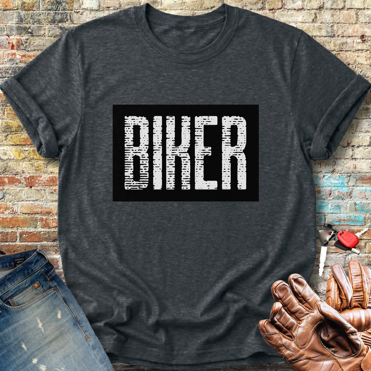Biker In Black Classic T-Shirt - Dark Heather