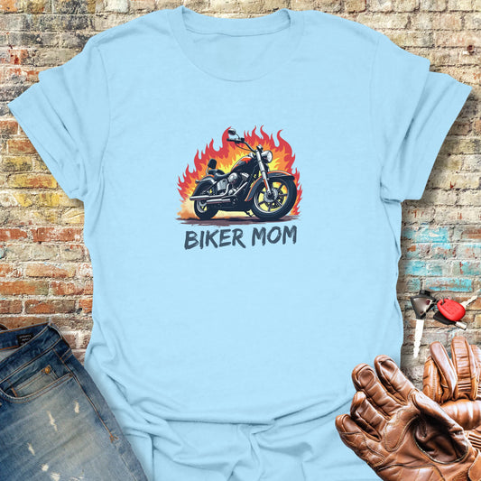 Biker Mom T-Shirt - Light Blue